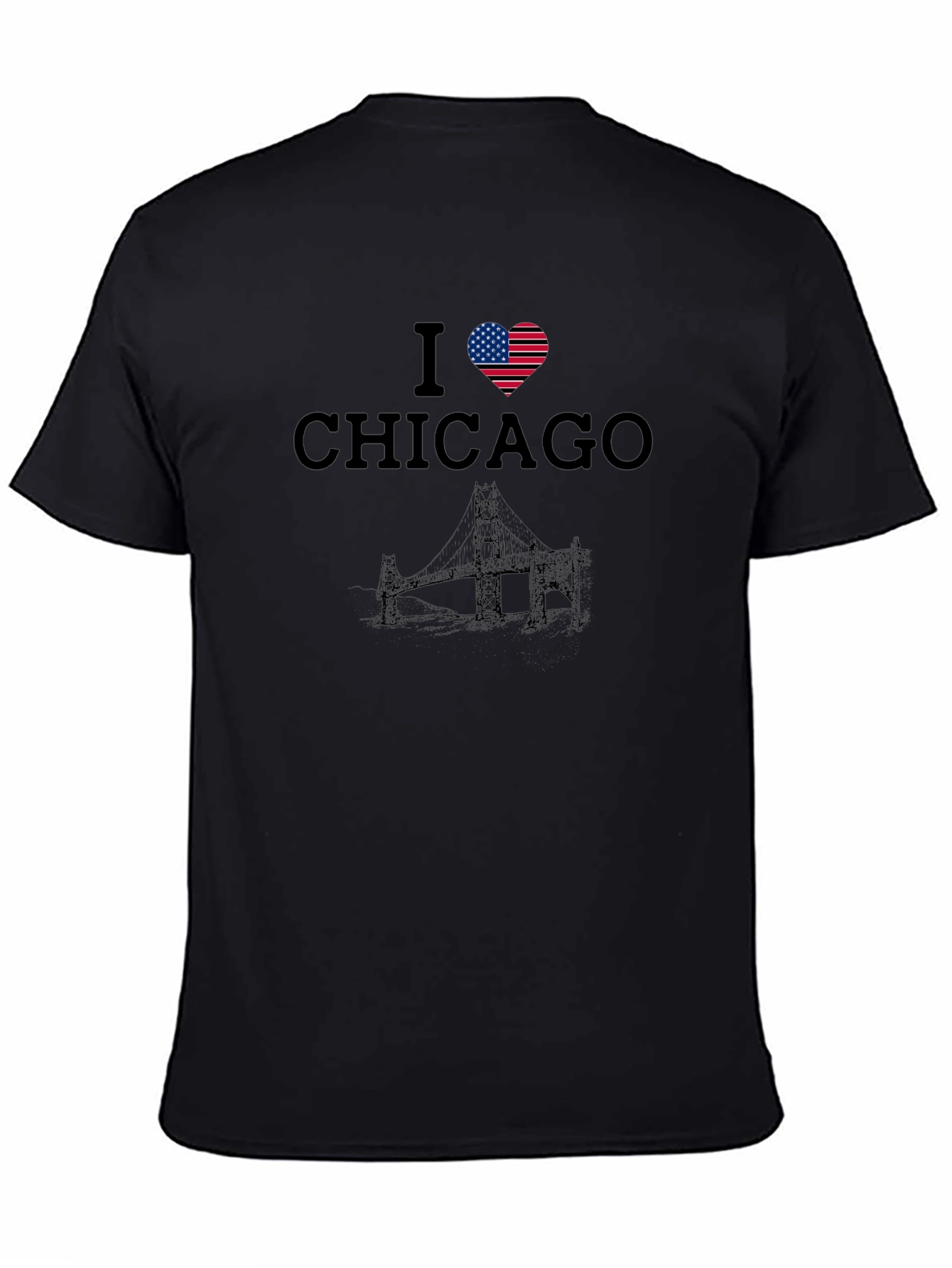 I Heart Chicago USA Flag Graphic T-Shirt