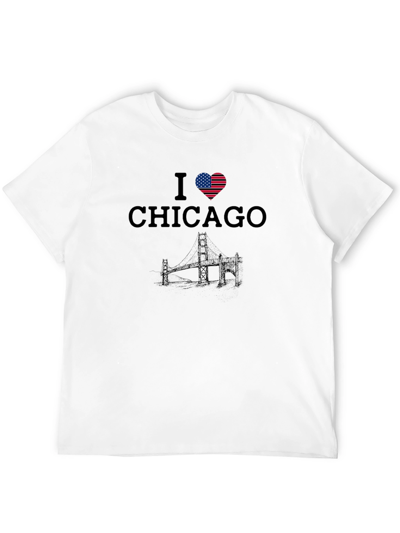 I Heart Chicago USA Flag Graphic T-Shirt