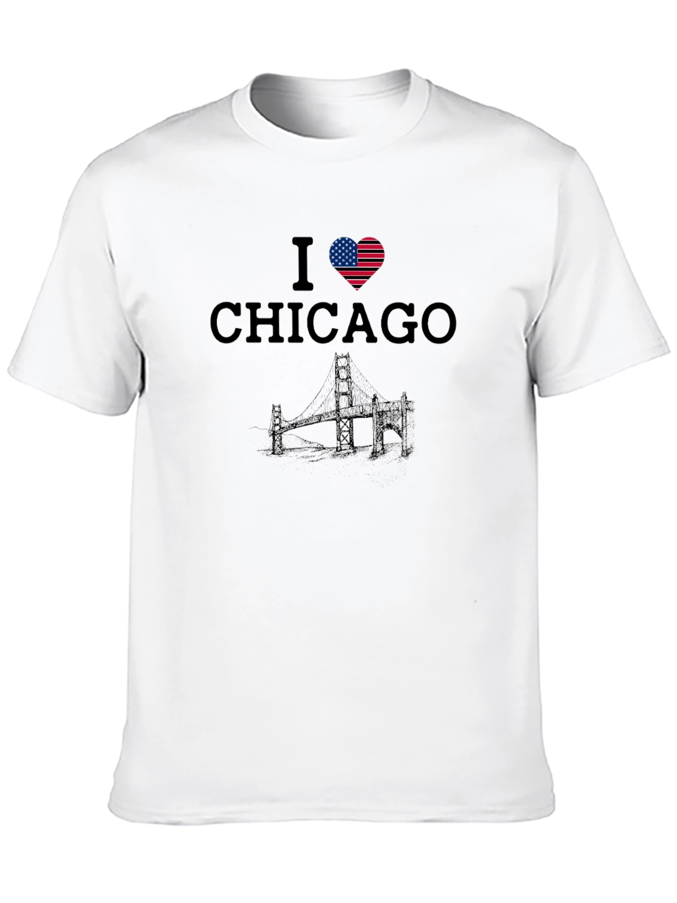 I Heart Chicago USA Flag Graphic T-Shirt