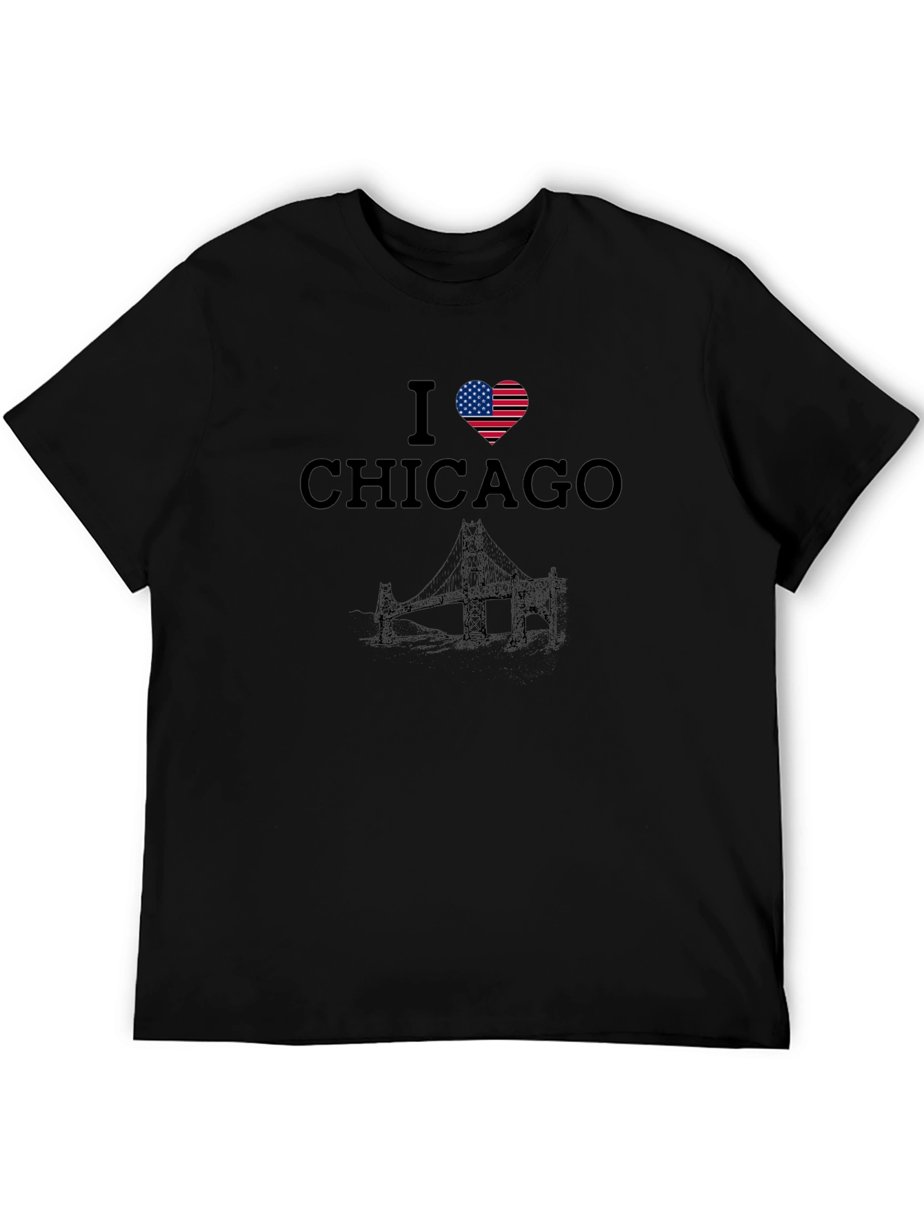 I Heart Chicago USA Flag Graphic T-Shirt