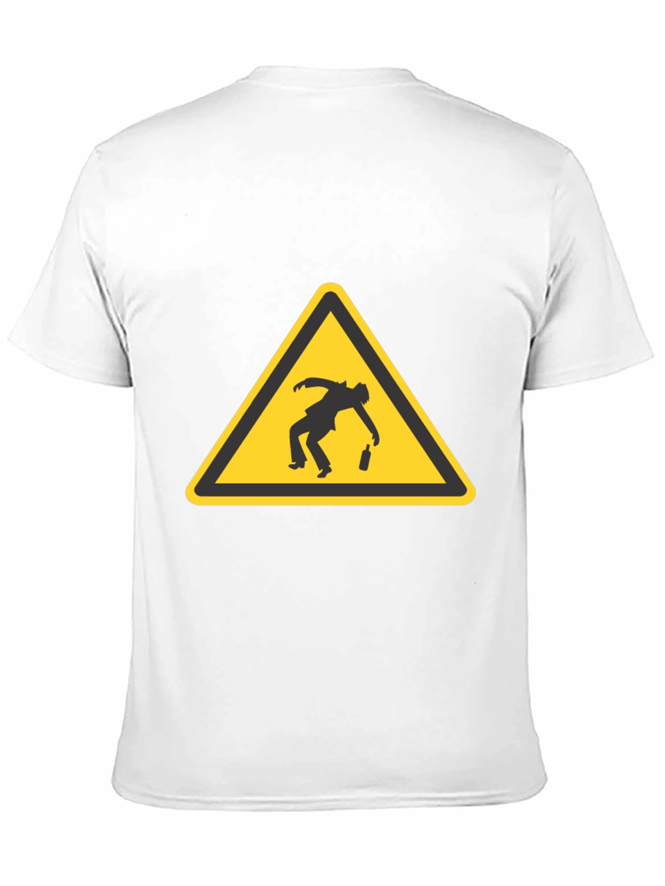 Drunk Man Warning Sign Black T-Shirt