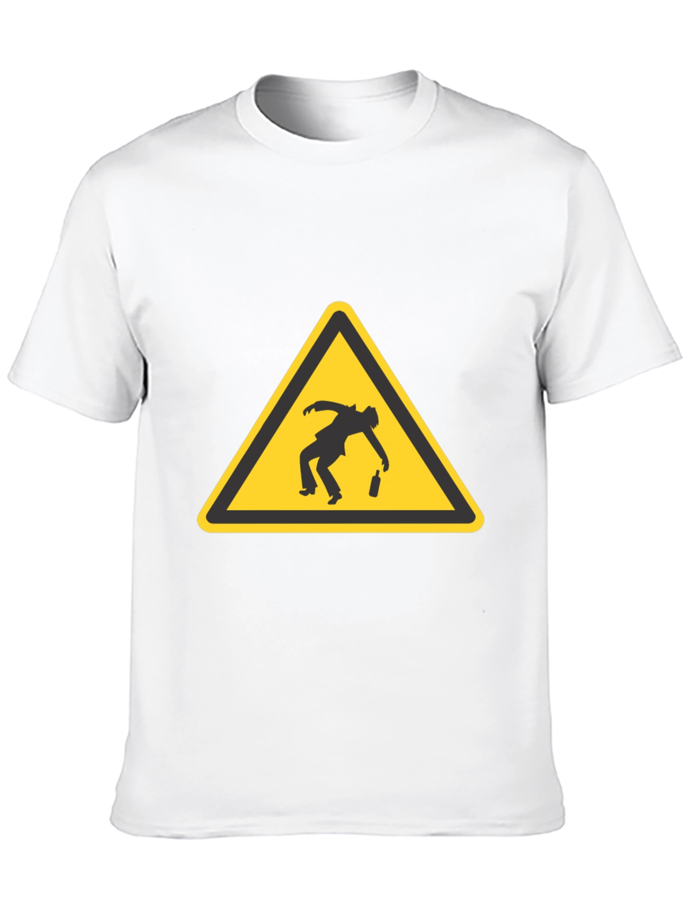 Drunk Man Warning Sign Black T-Shirt