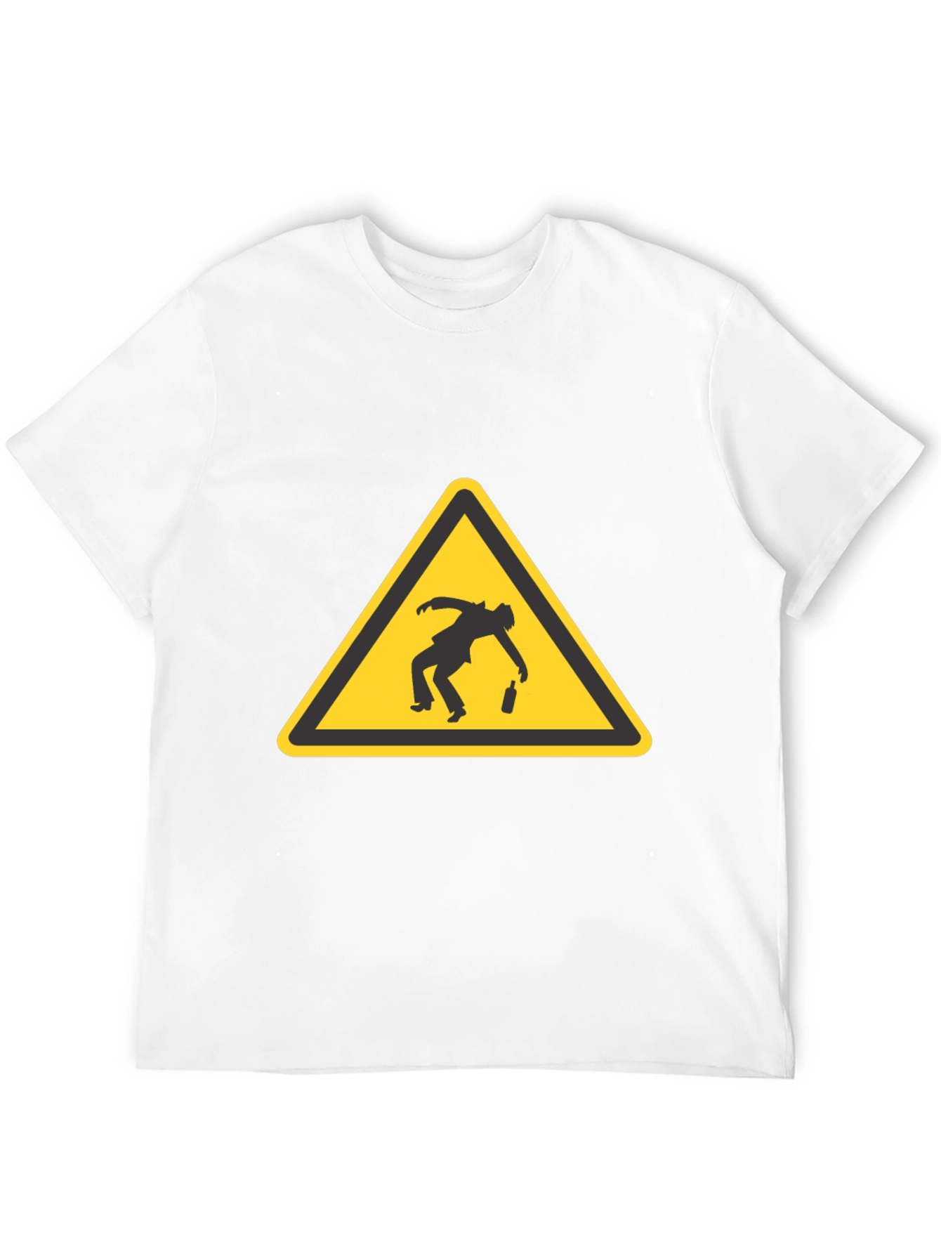 Drunk Man Warning Sign Black T-Shirt