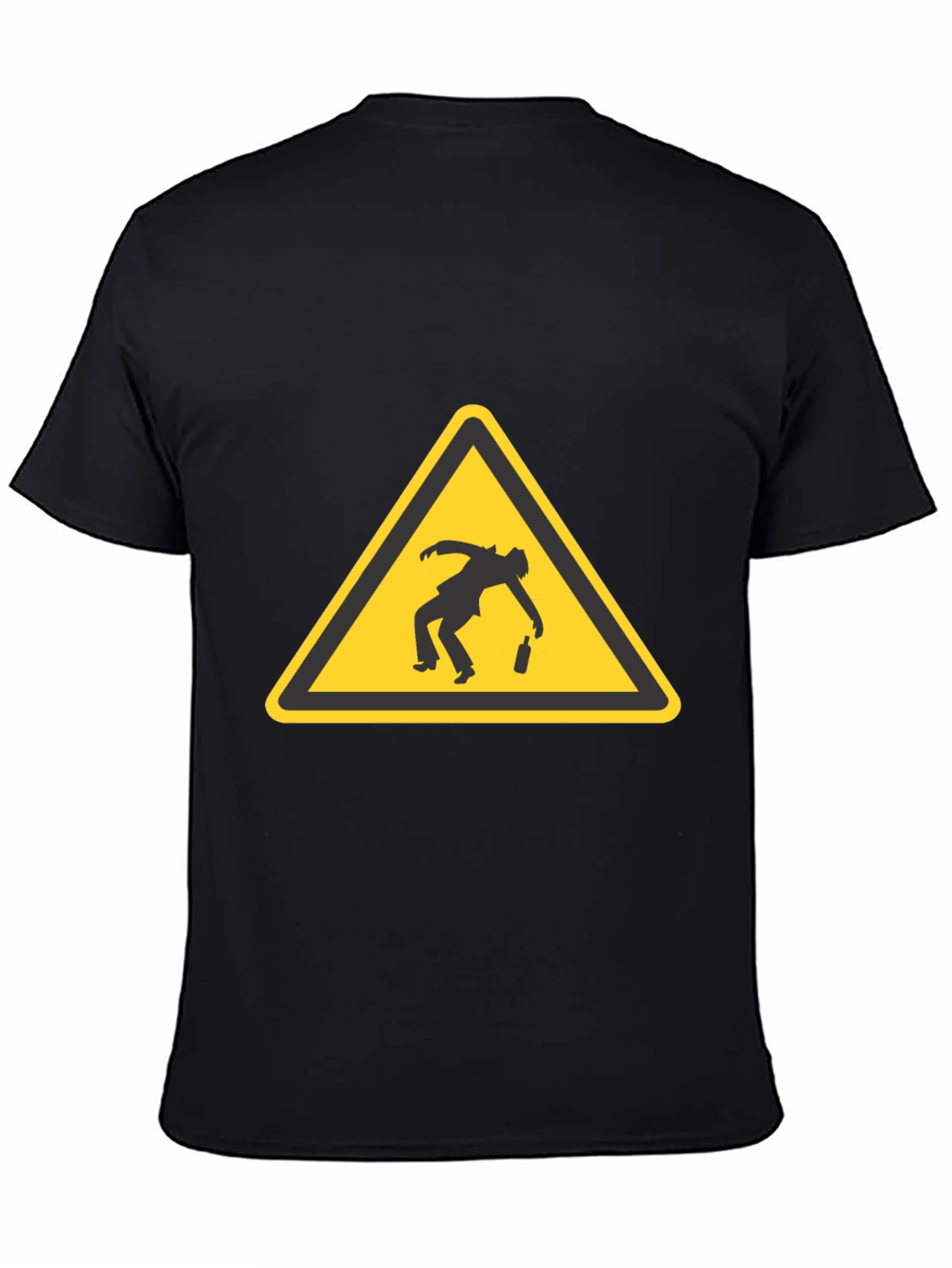 Drunk Man Warning Sign Black T-Shirt