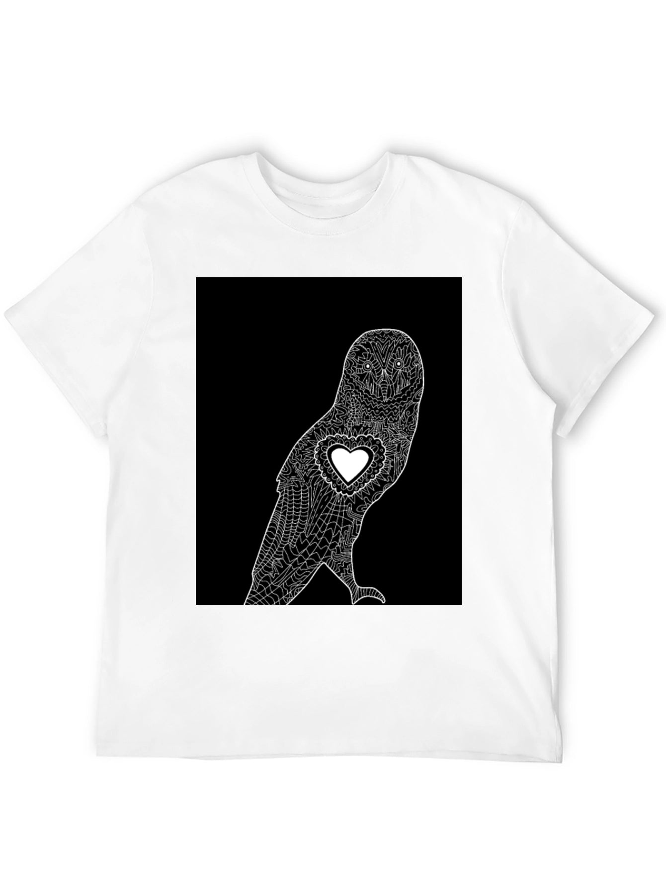 Owl Heart Graphic T-Shirt - Black