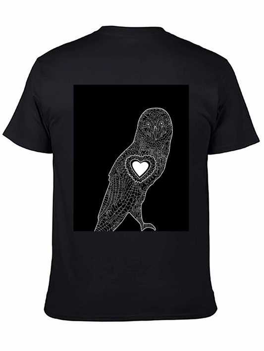 Owl Heart Graphic T-Shirt - Black