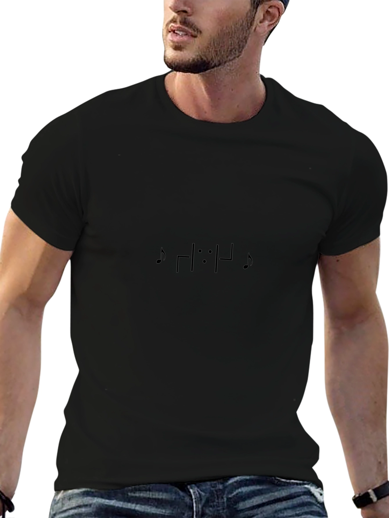 Minimalist Music Note Graphic Tee - Black