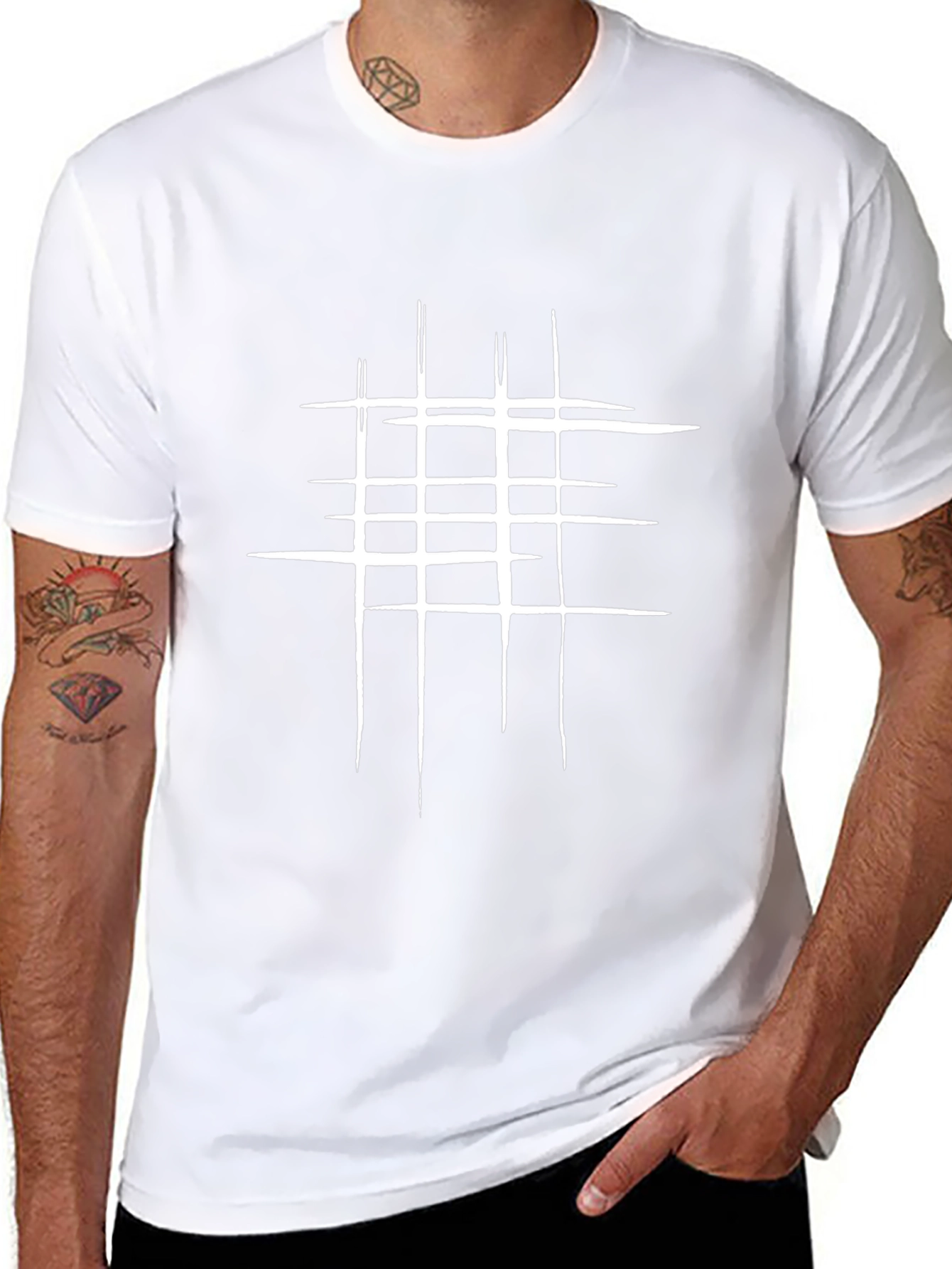 Modern Grid Graphic Tee - Black