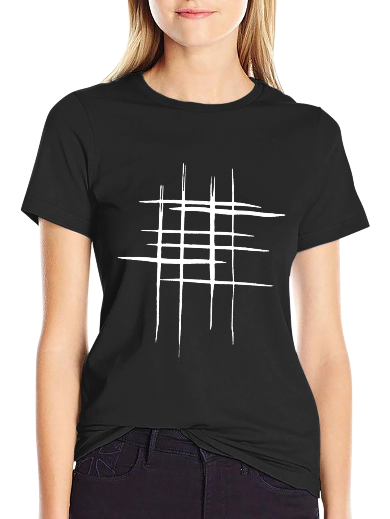 Modern Grid Graphic Tee - Black