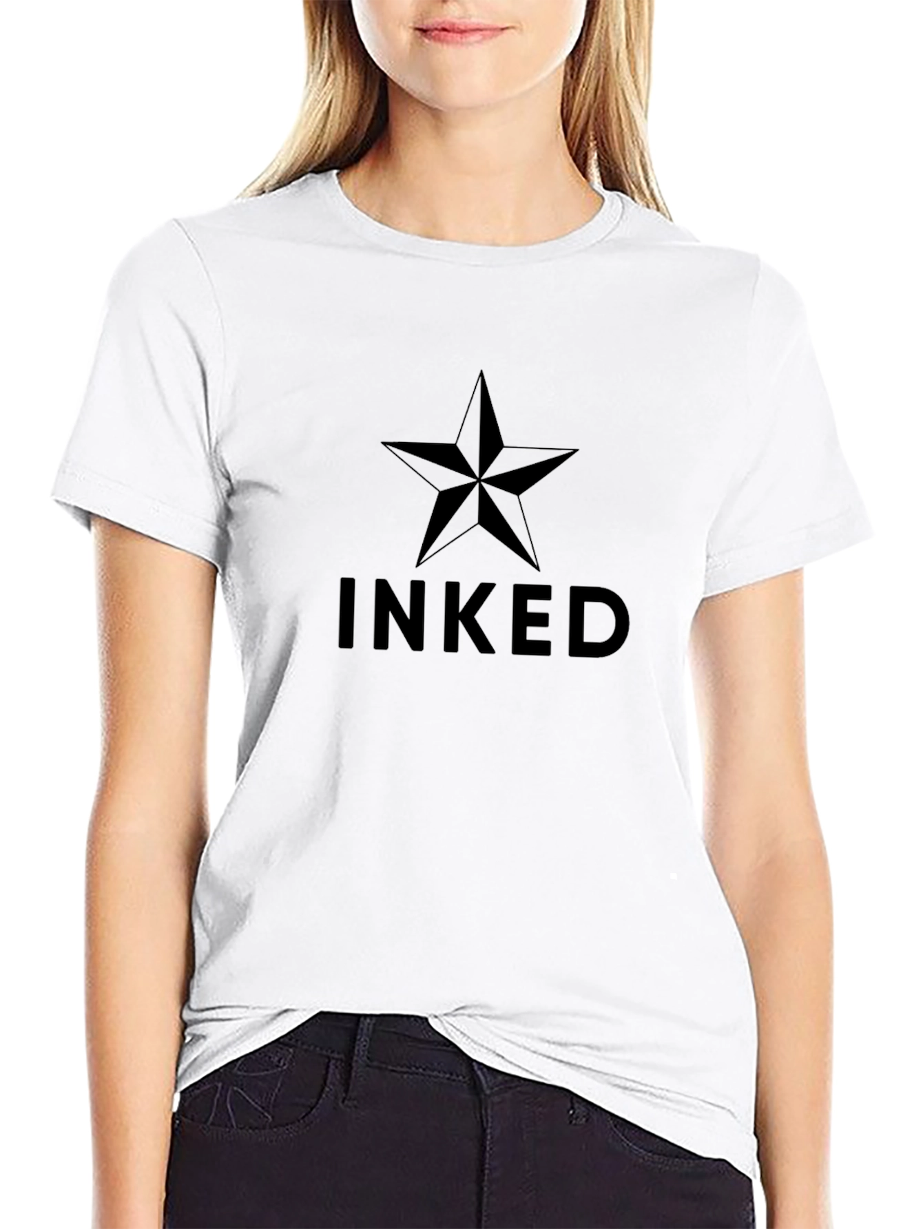 Inked Star Graphic Tee - Black Casual T-Shirt