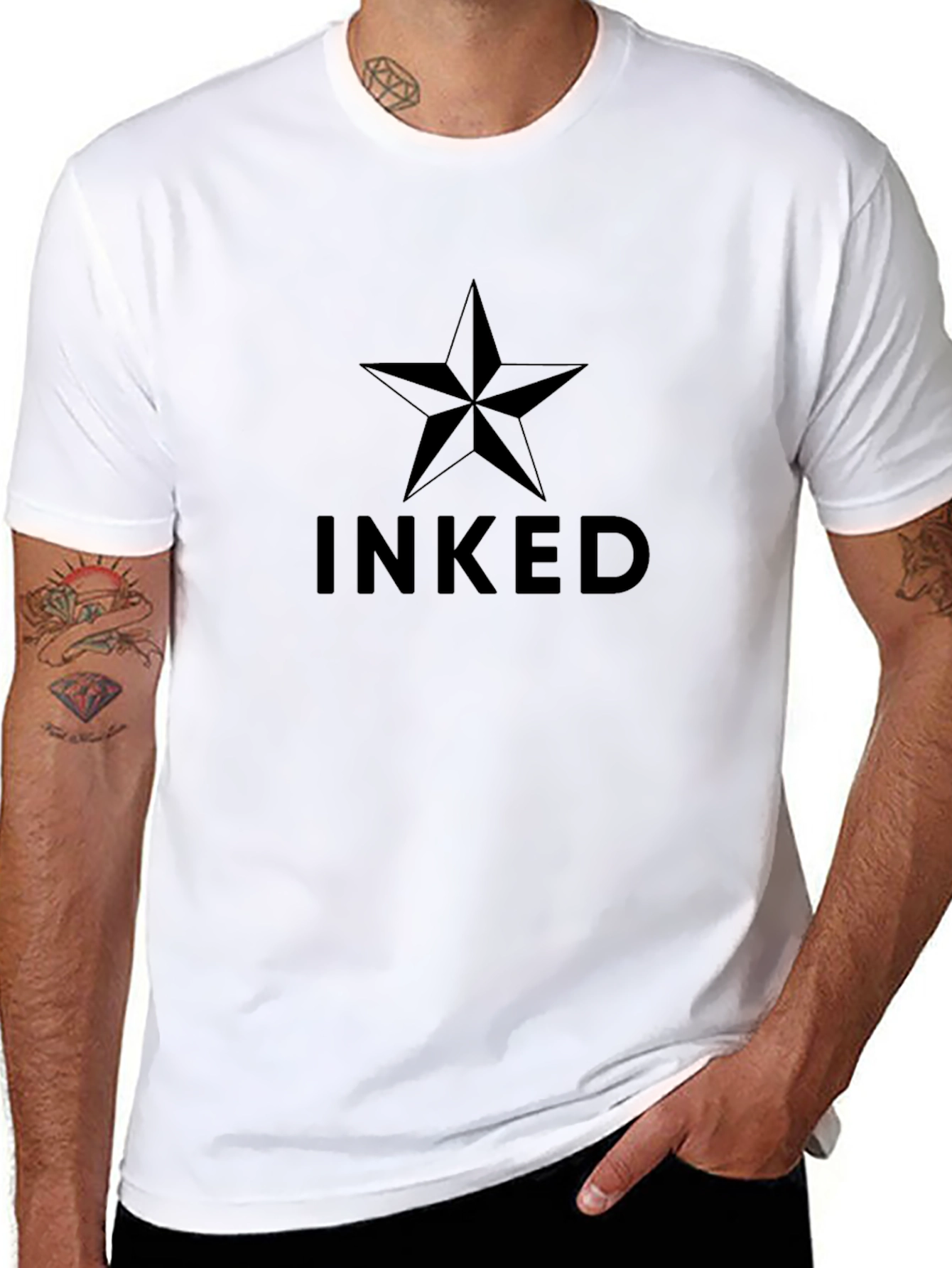 Inked Star Graphic Tee - Black Casual T-Shirt