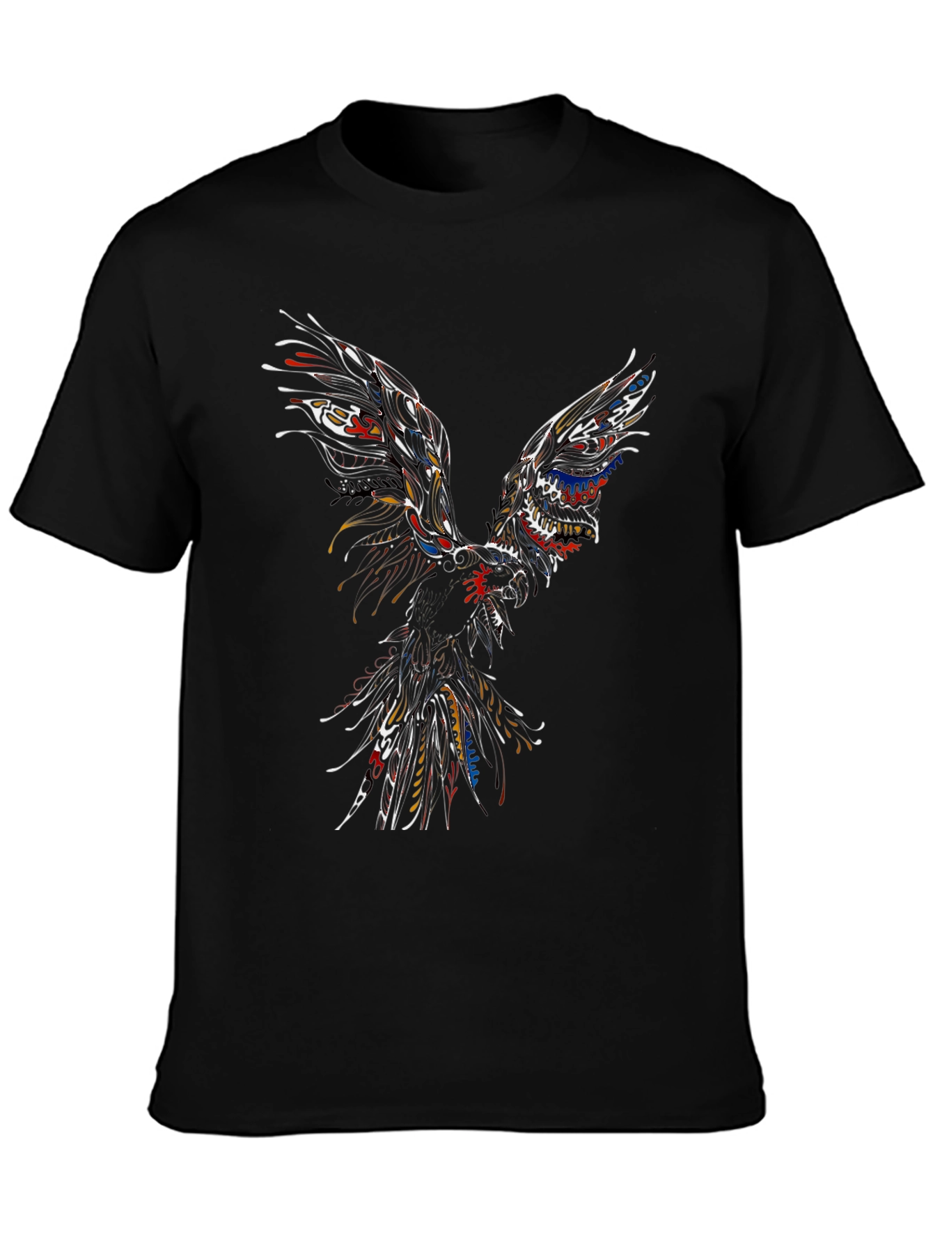 Abstract Phoenix Graphic Mens Black T-Shirt
