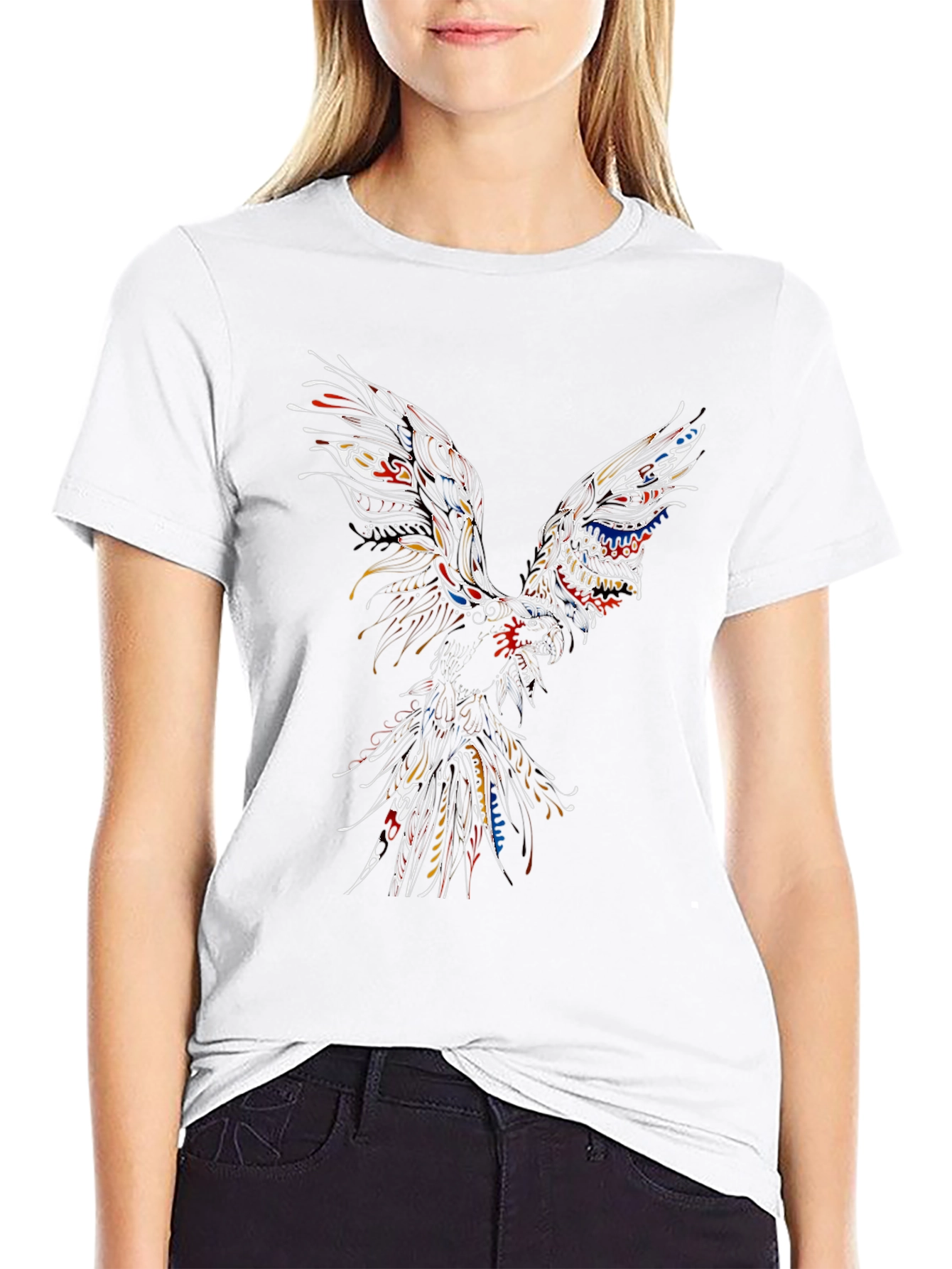Abstract Phoenix Graphic Mens Black T-Shirt