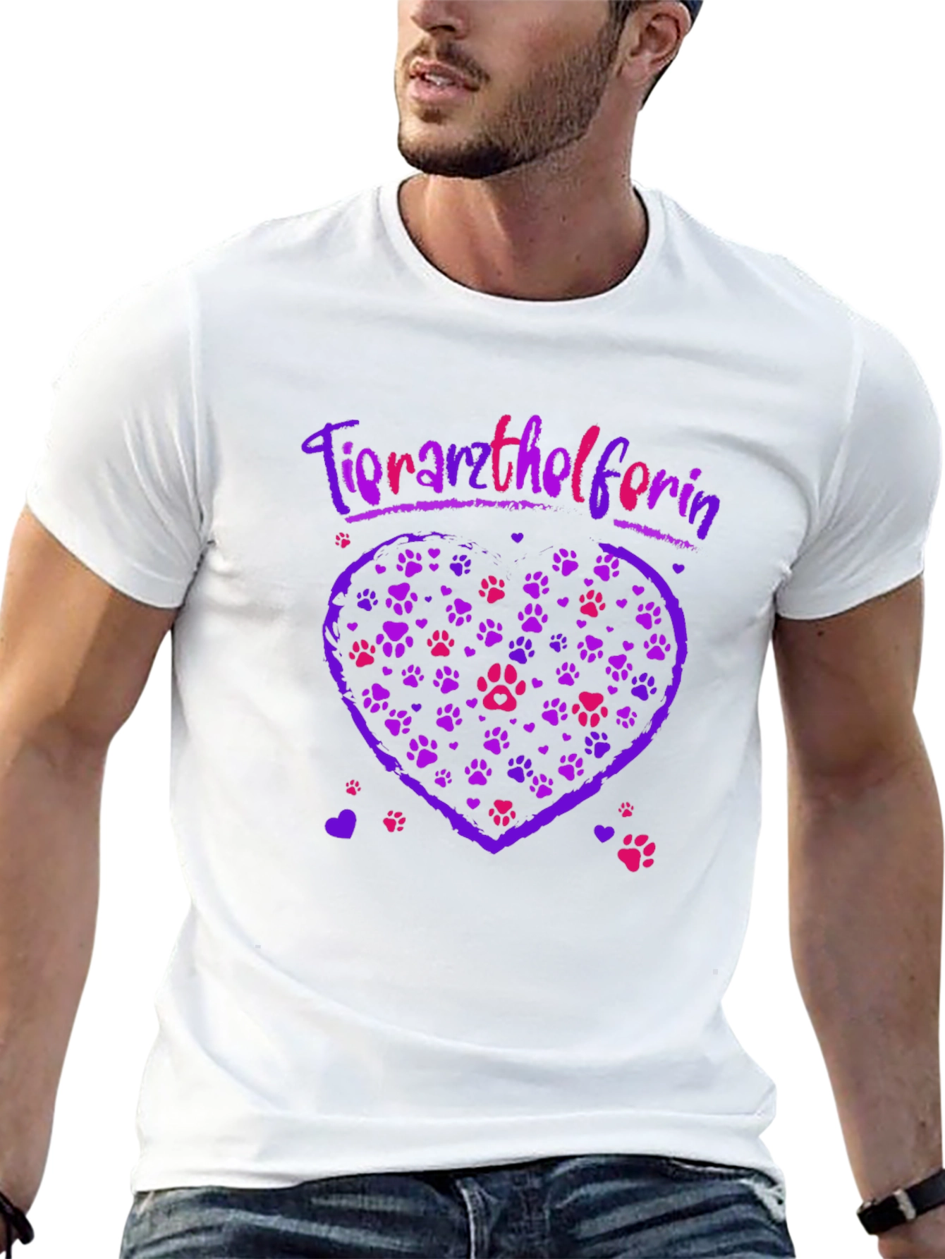 Tierarzthelferin Heart Paw Print Tee