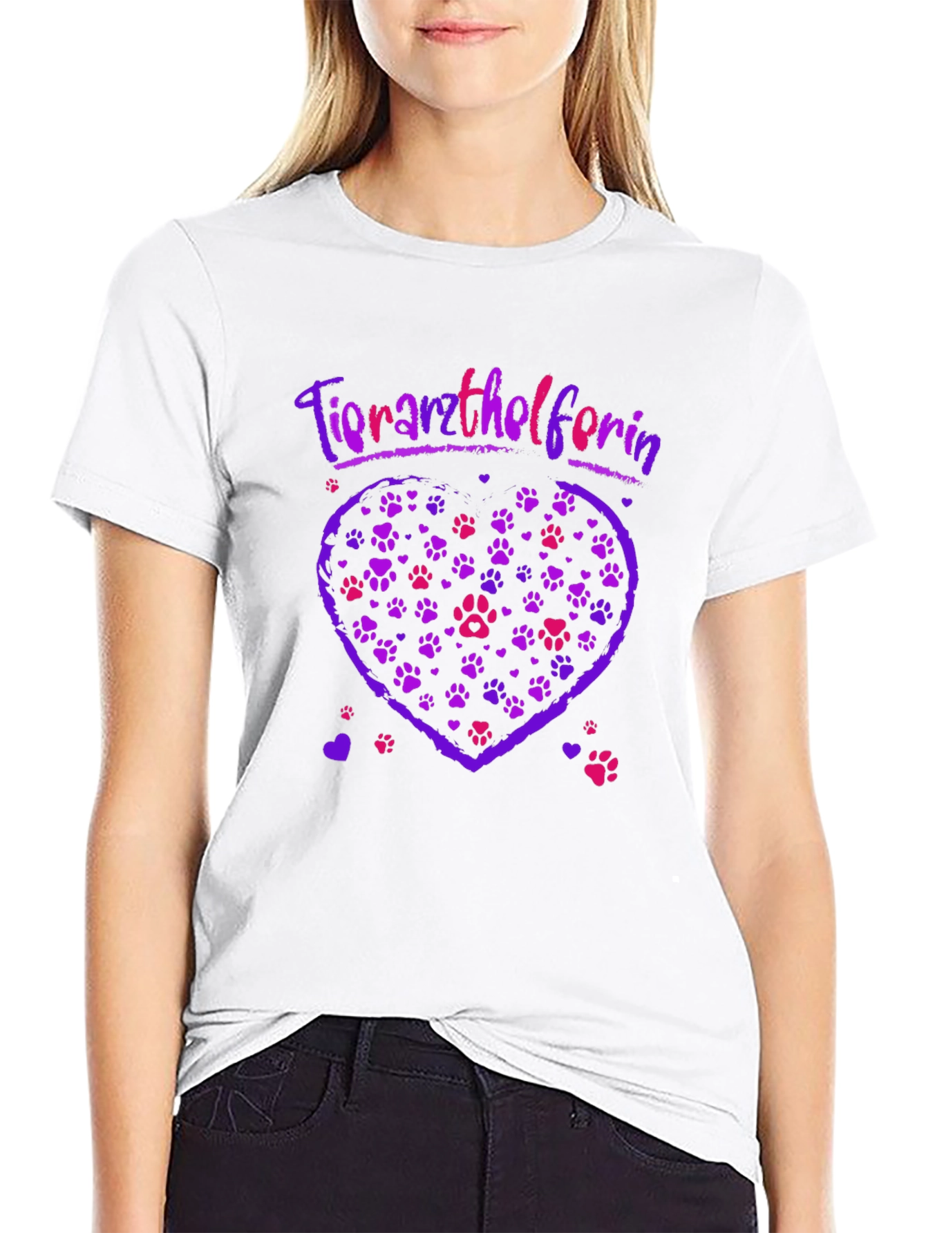 Tierarzthelferin Heart Paw Print Tee