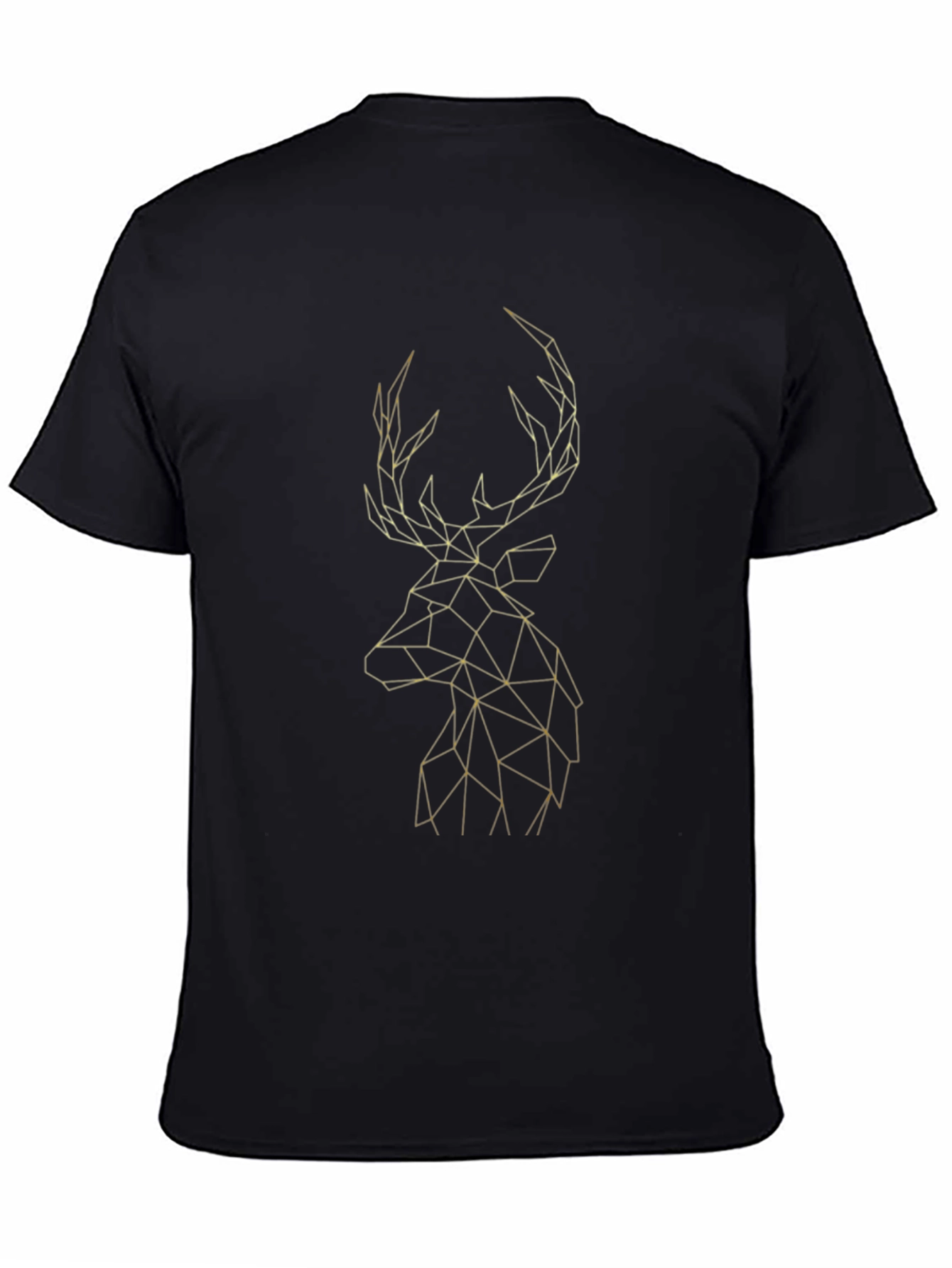 Geometric Deer Graphic Black T-Shirt