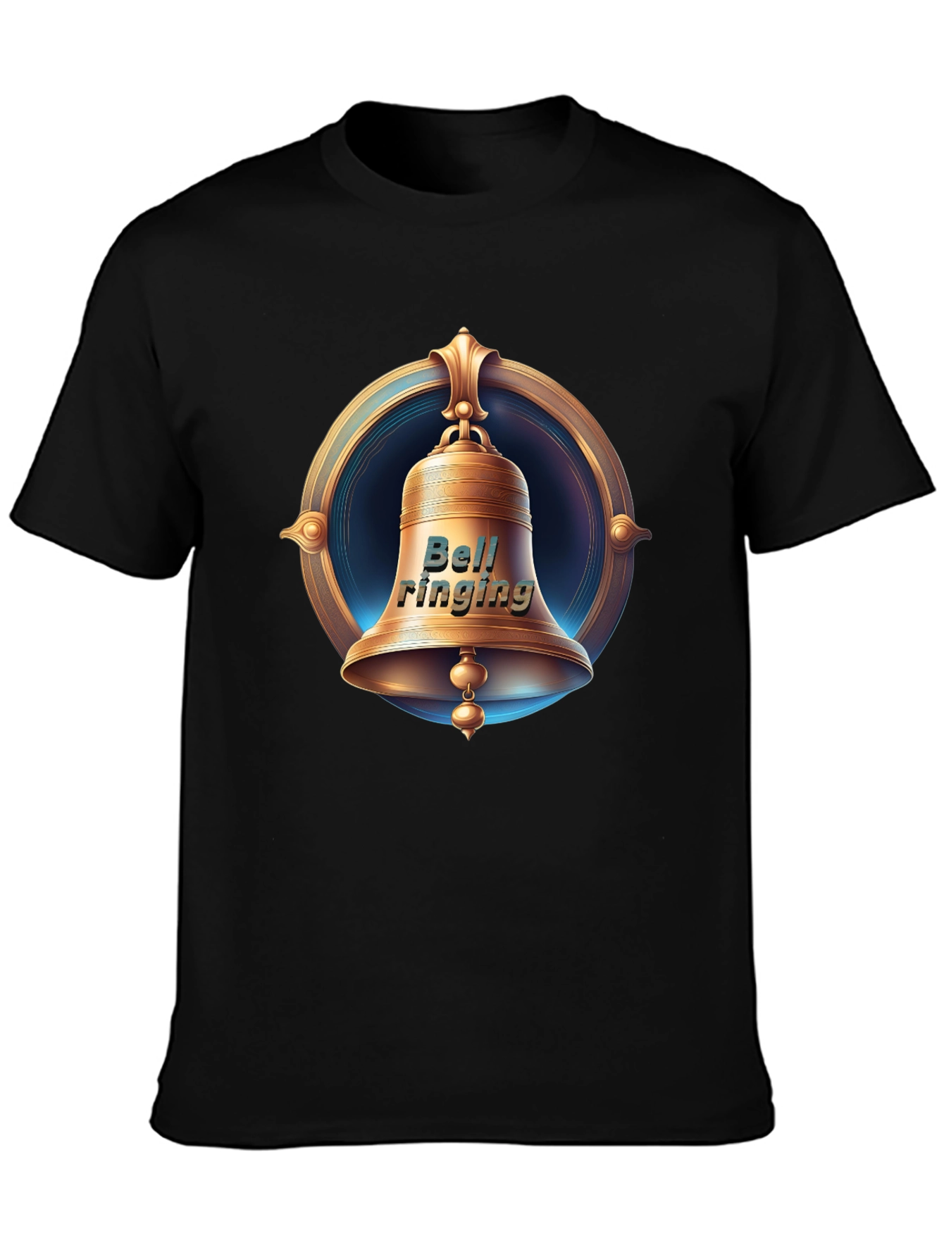 Ringing Bell Graphic Tee - Classic Black Cotton T-Shirt