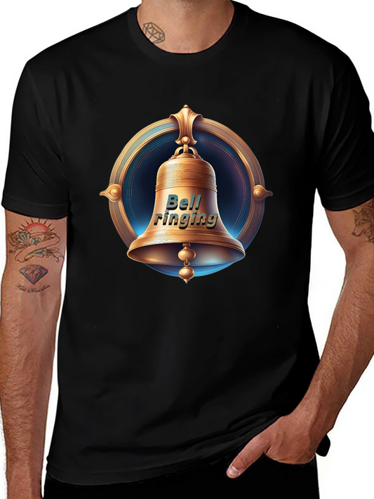 Ringing Bell Graphic Tee - Classic Black Cotton T-Shirt