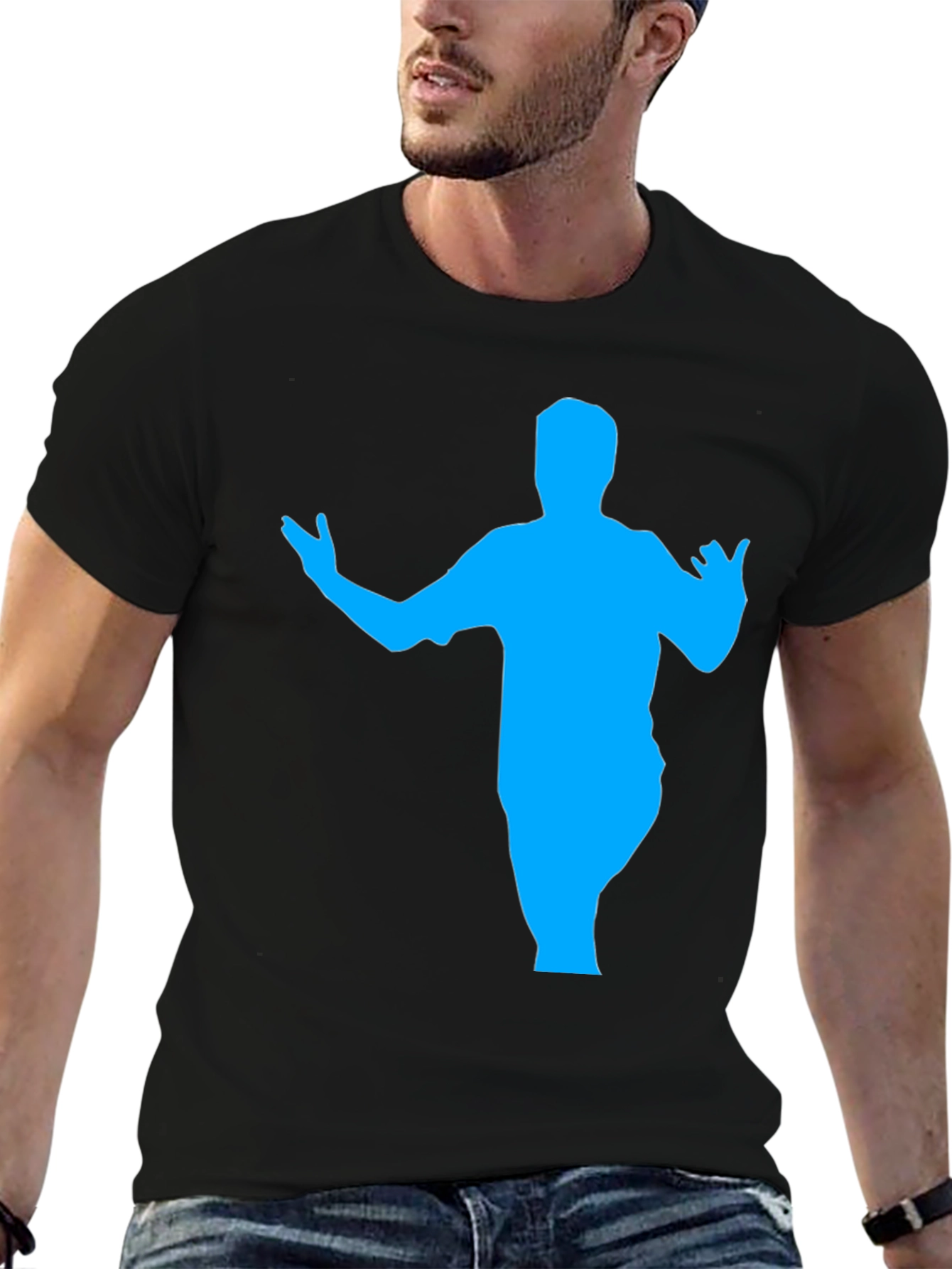 Silhouette Graphic Tee - Bold Blue Design on Black