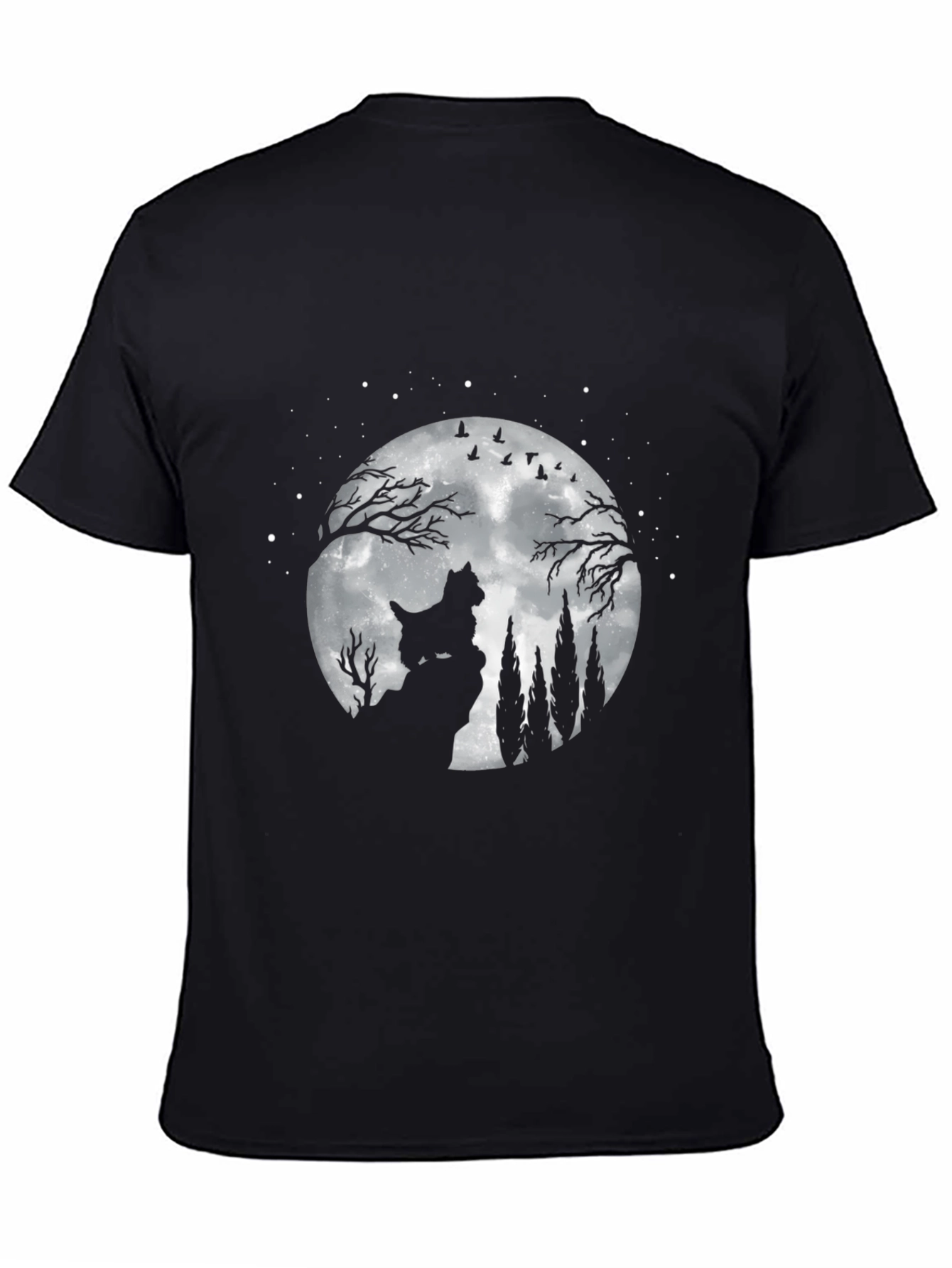 Dog Moon T-Shirt - Black Cotton Graphic Tee
