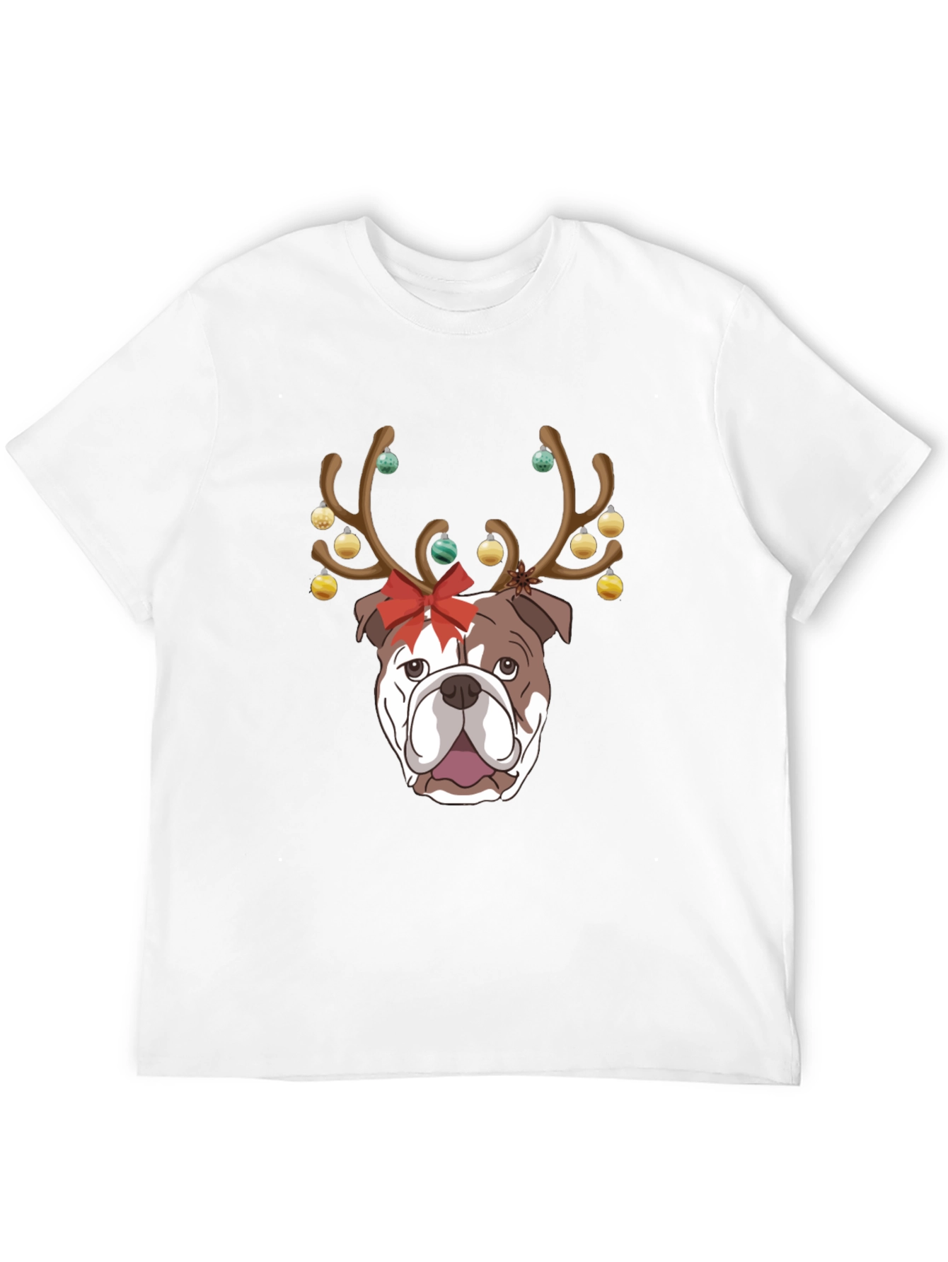 Christmas Bulldog Reindeer T-Shirt – Festive Dog Lover Tee