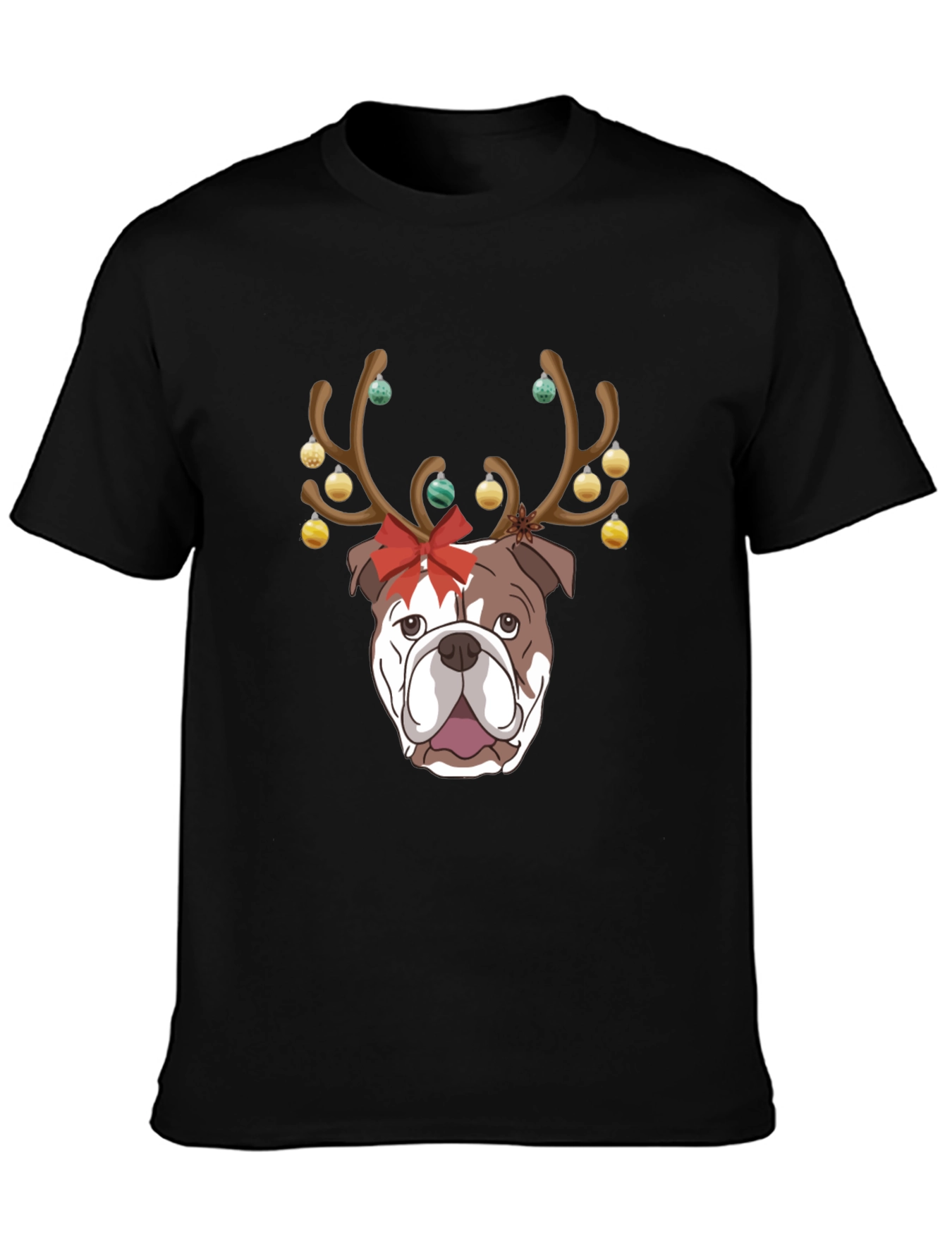 Christmas Bulldog Reindeer T-Shirt – Festive Dog Lover Tee