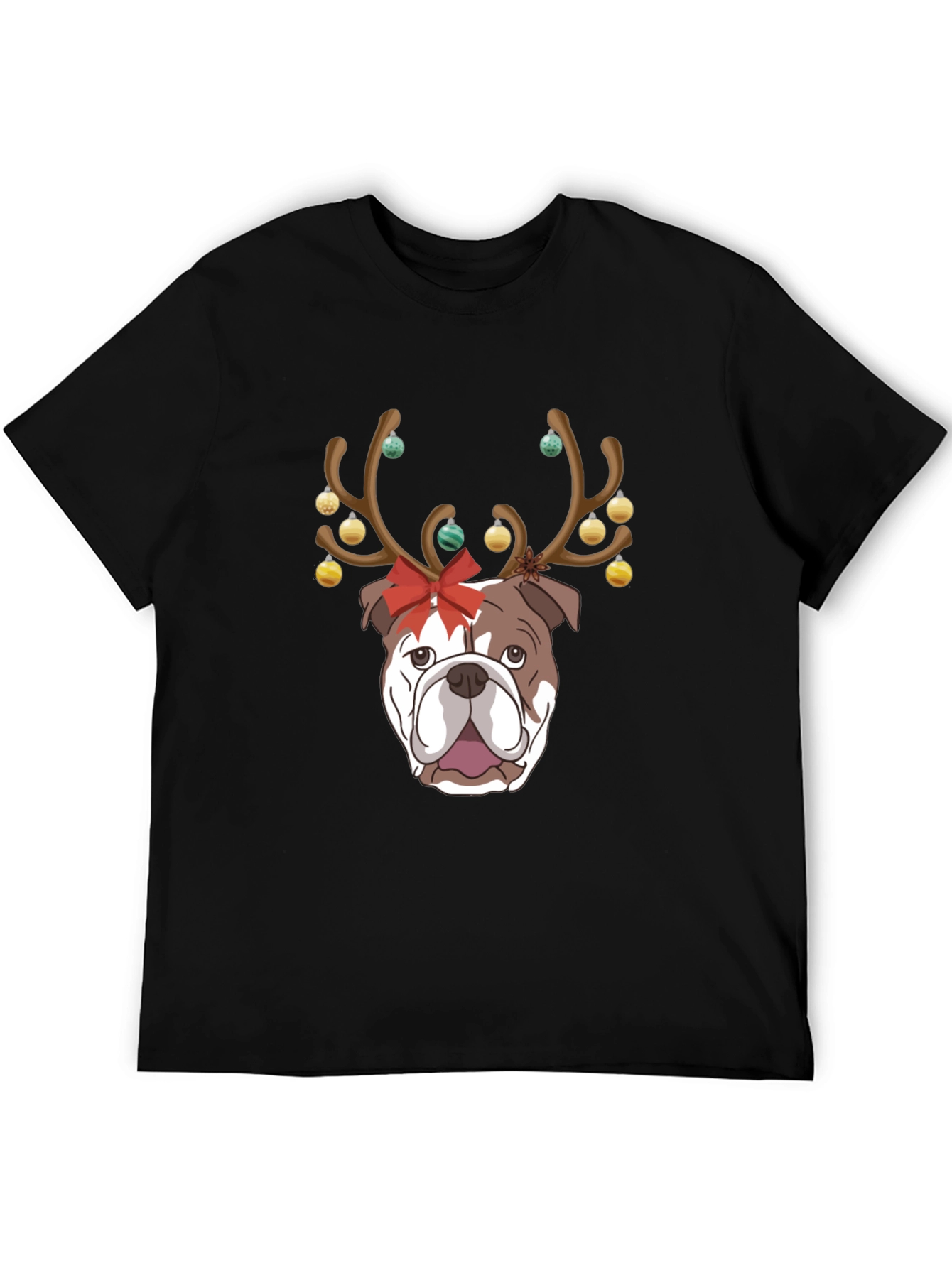 Christmas Bulldog Reindeer T-Shirt – Festive Dog Lover Tee