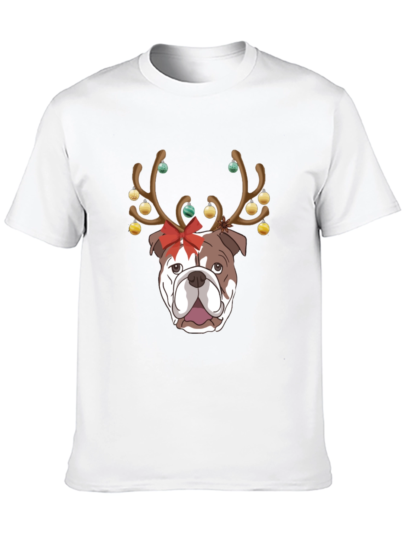 Christmas Bulldog Reindeer T-Shirt – Festive Dog Lover Tee