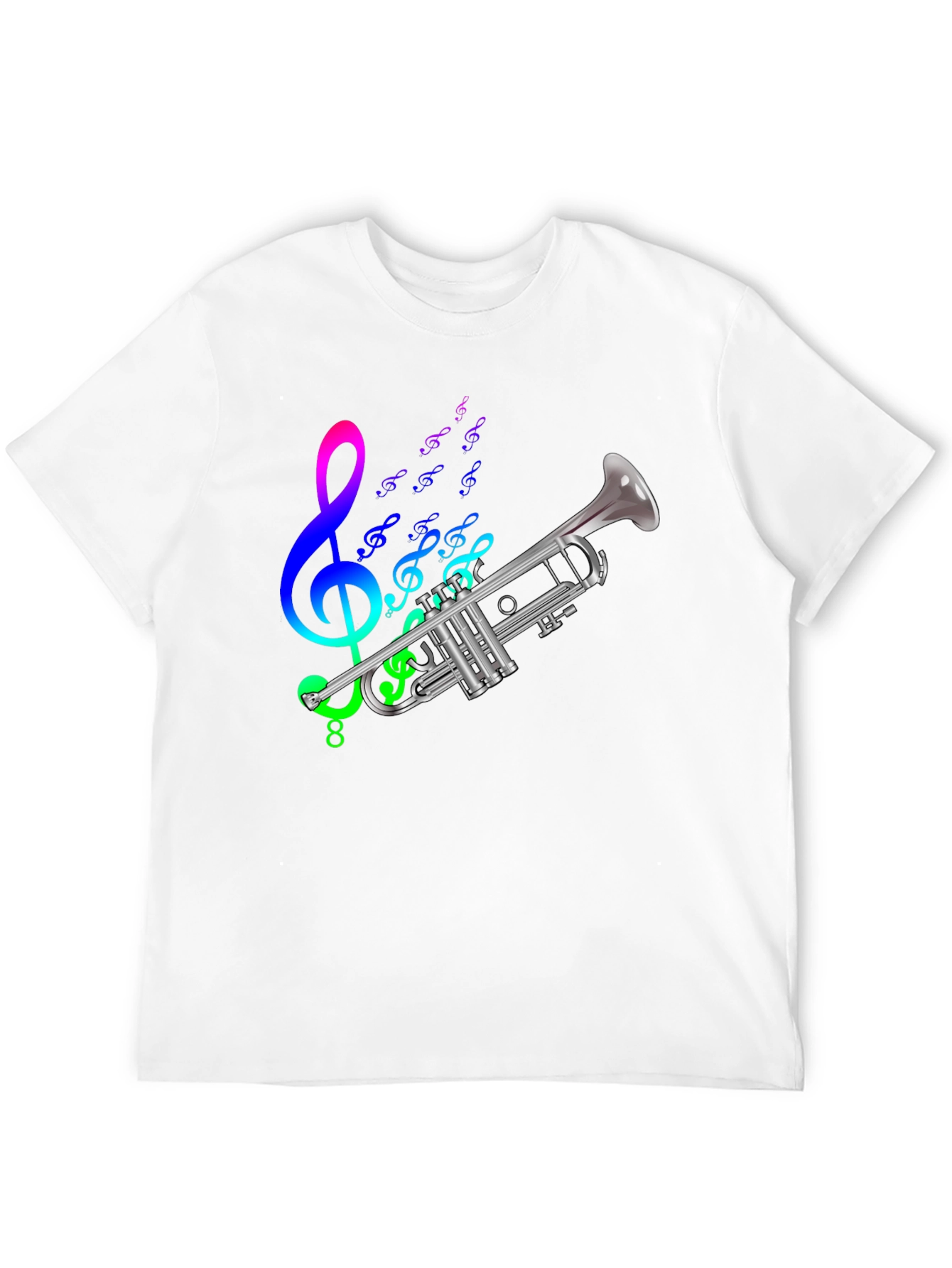 Musical Trumpet Graphic Tee - Black Cotton T-Shirt