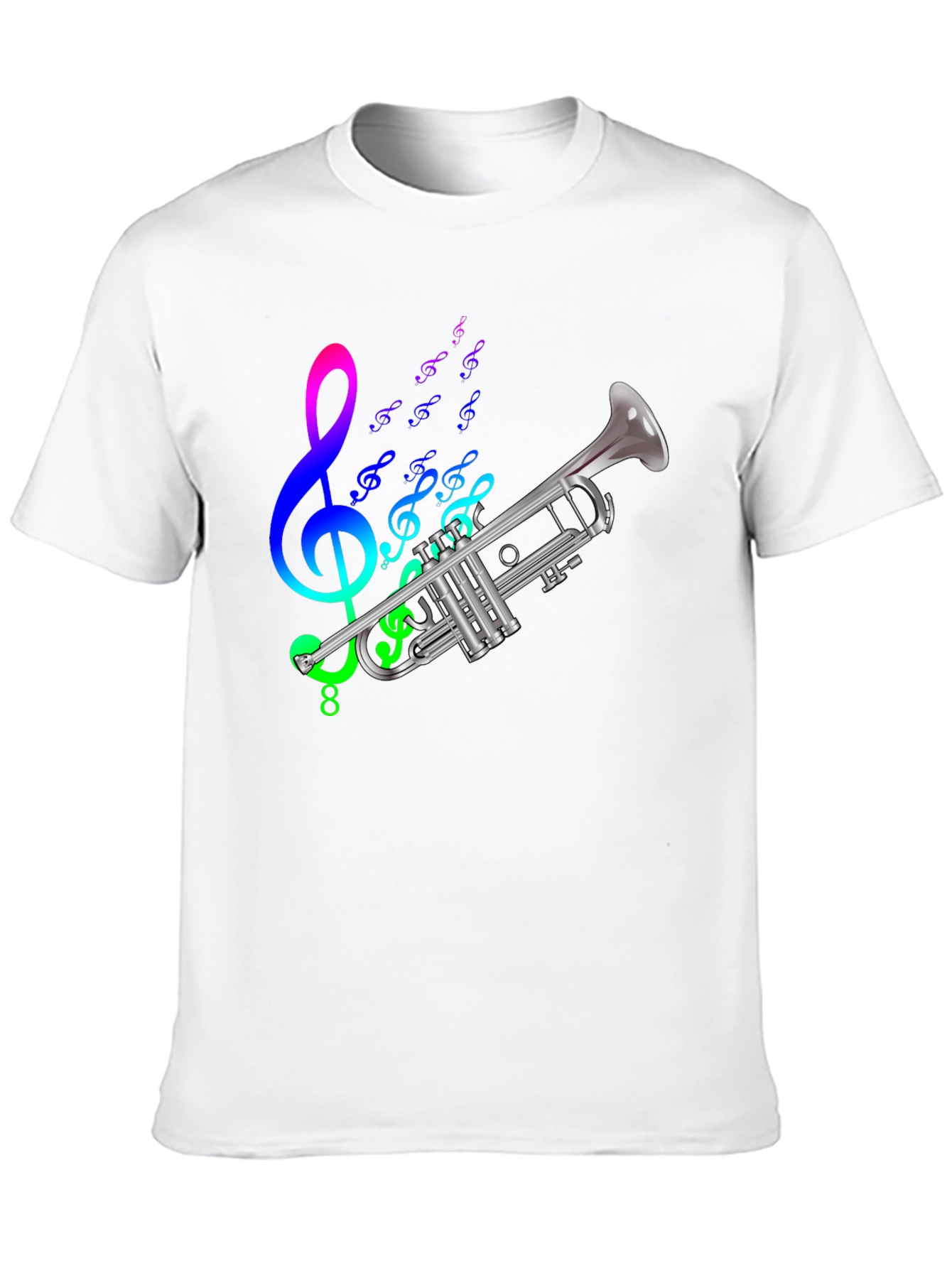 Musical Trumpet Graphic Tee - Black Cotton T-Shirt