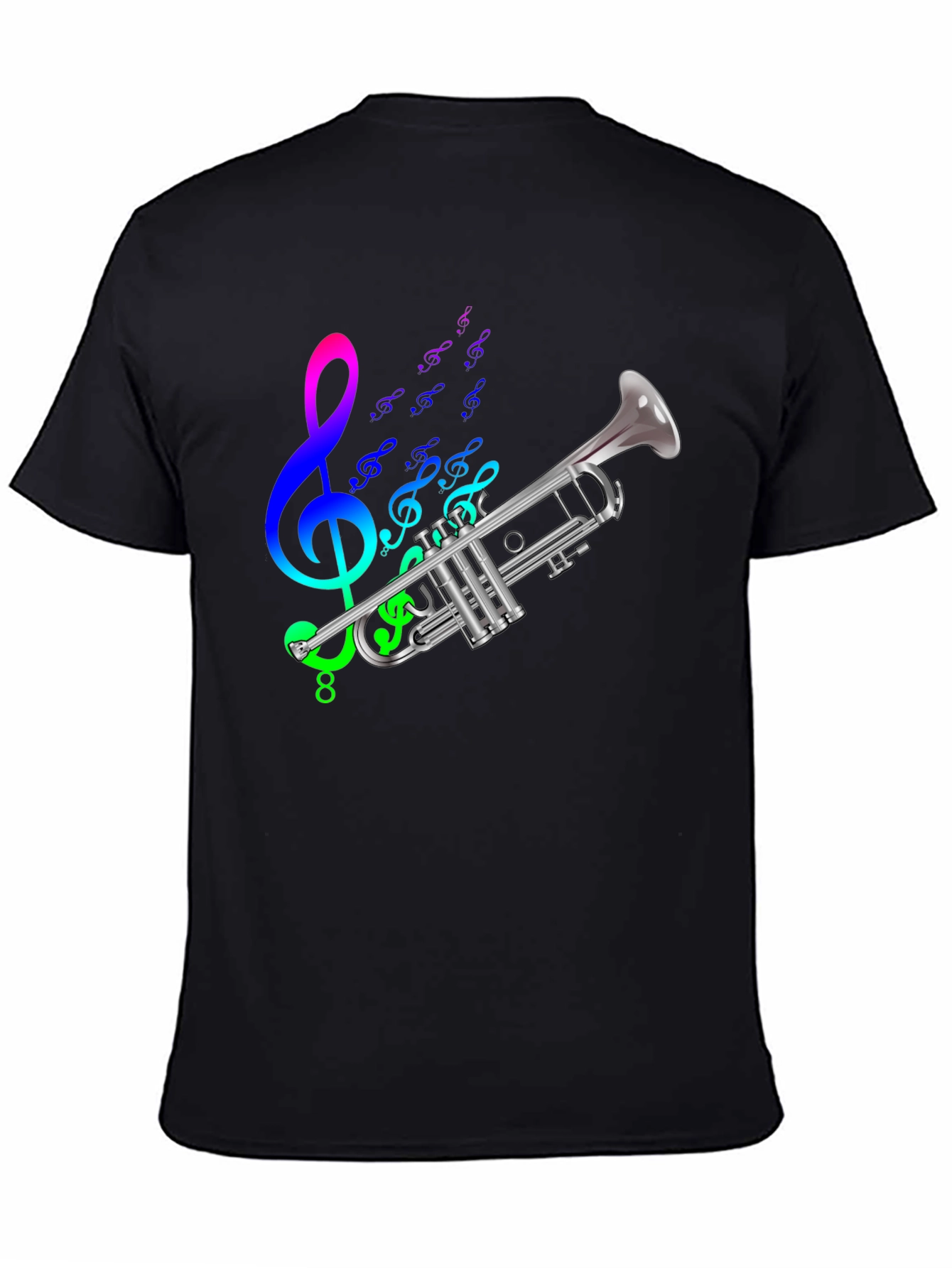 Musical Trumpet Graphic Tee - Black Cotton T-Shirt
