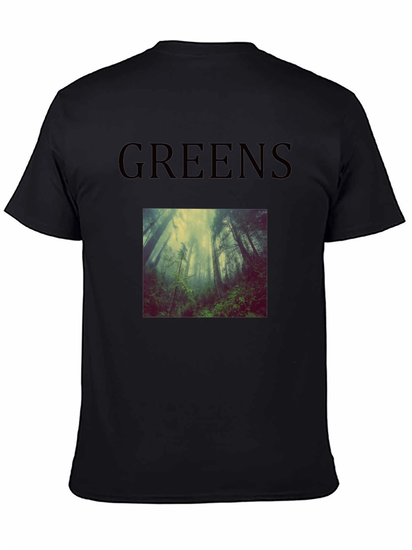 Greens Forest Scene T-Shirt - Black