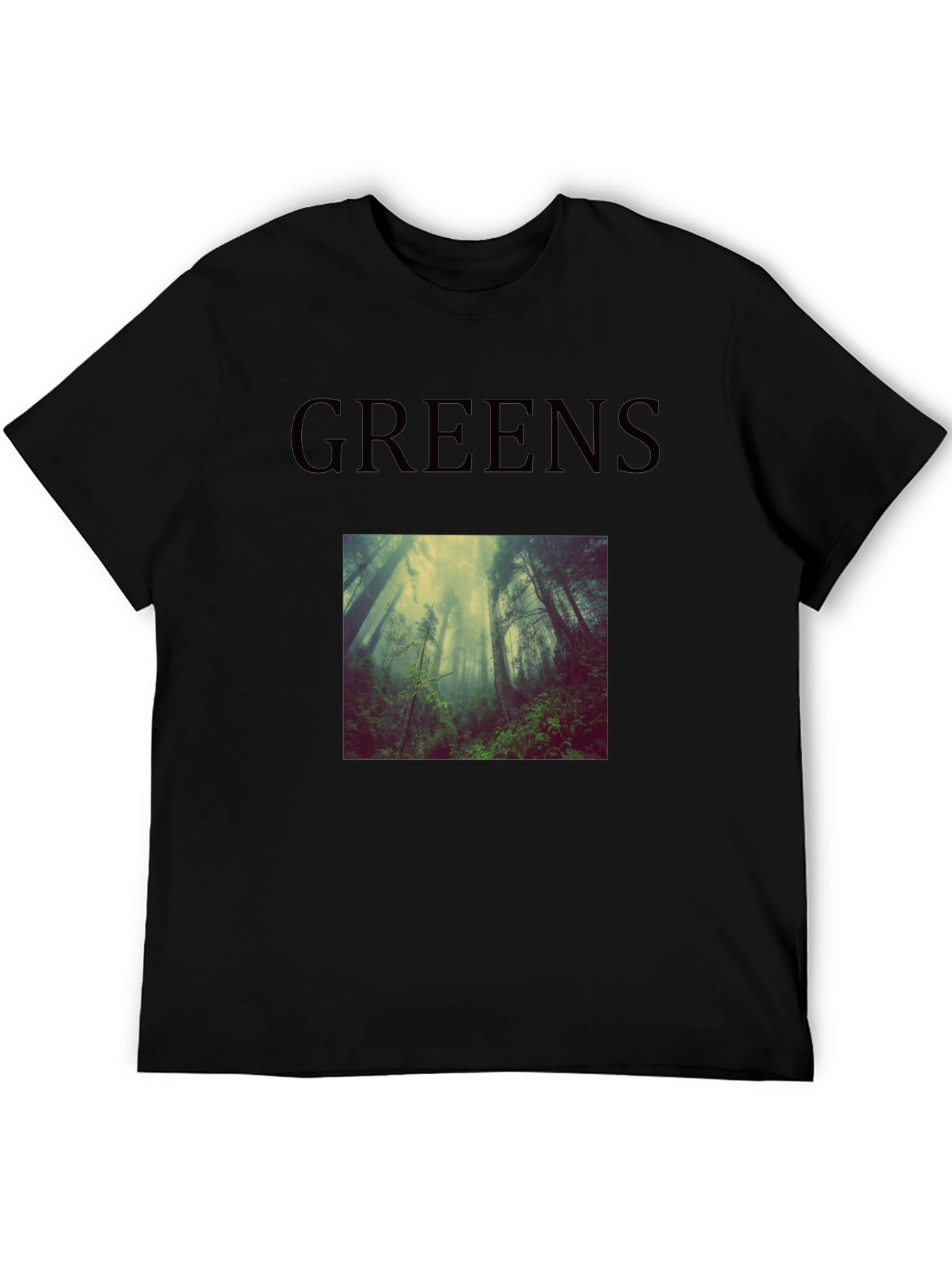 Greens Forest Scene T-Shirt - Black