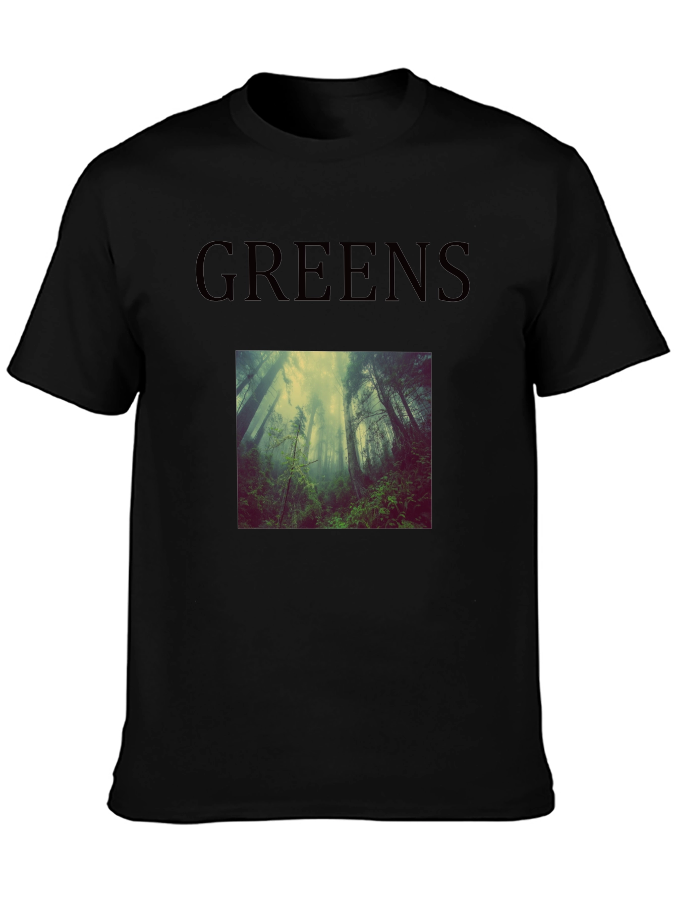 Greens Forest Scene T-Shirt - Black