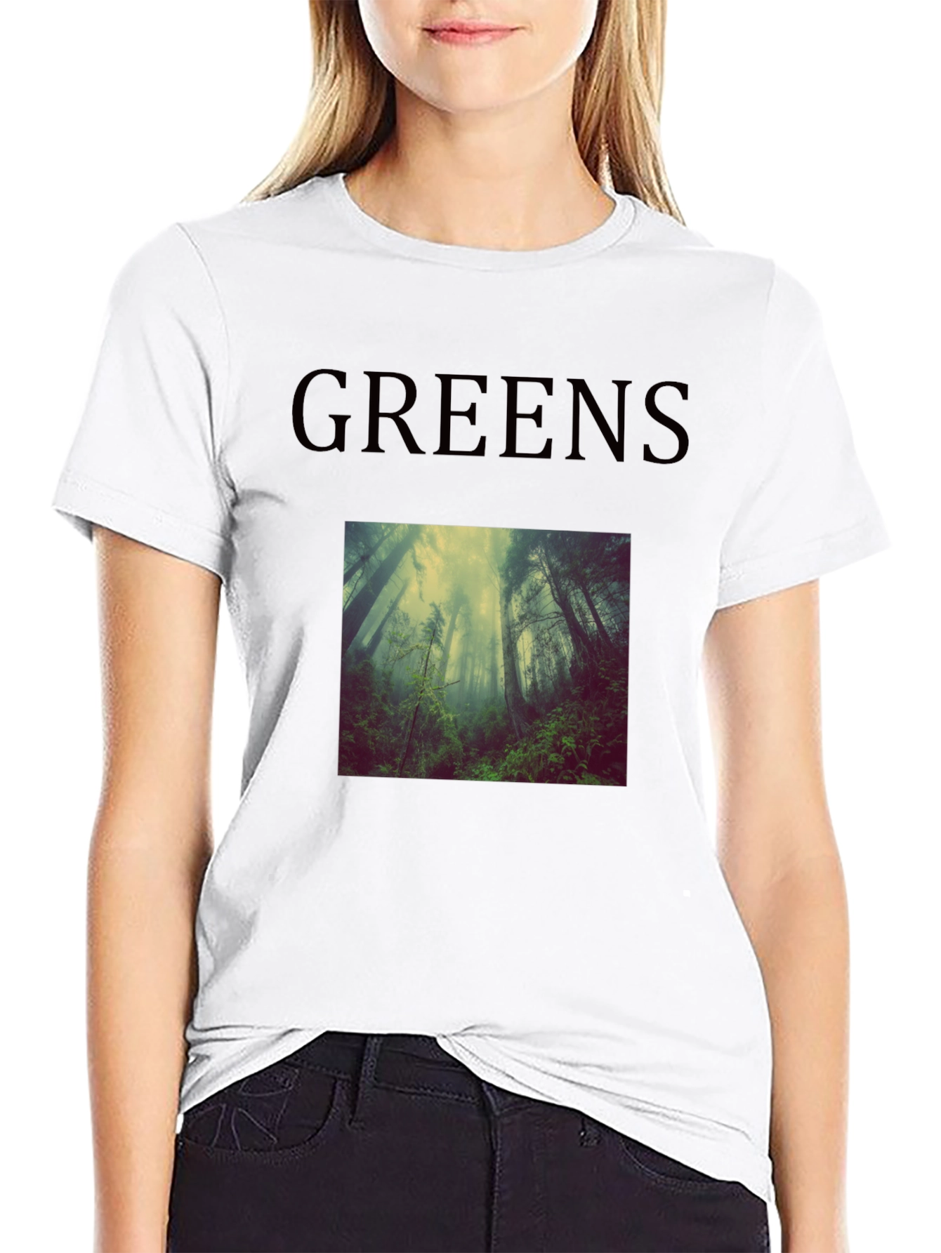 Greens Forest Scene T-Shirt - Black
