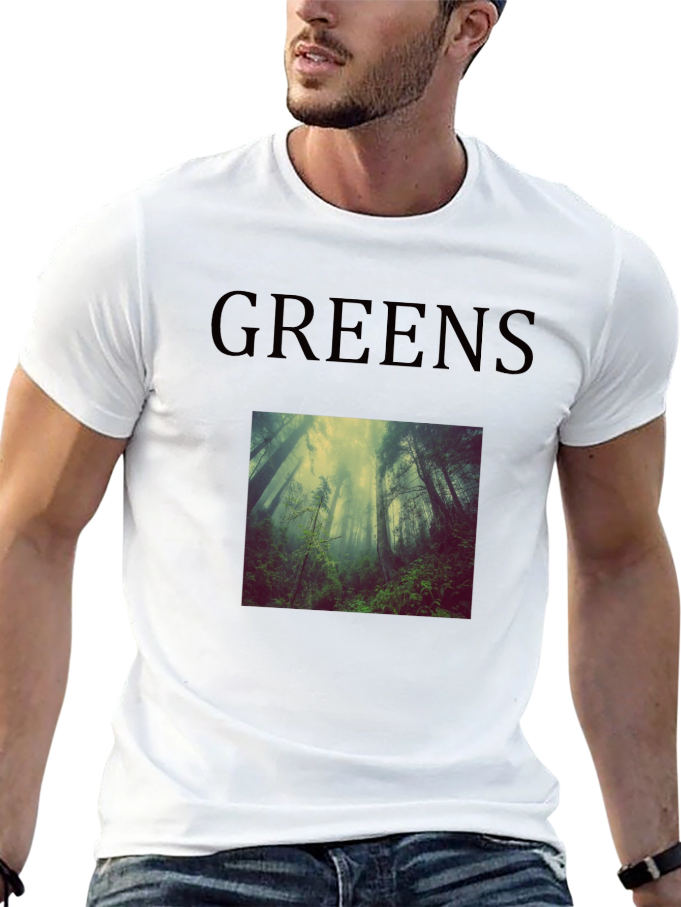 Greens Forest Scene T-Shirt - Black