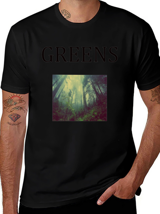 Greens Forest Scene T-Shirt - Black