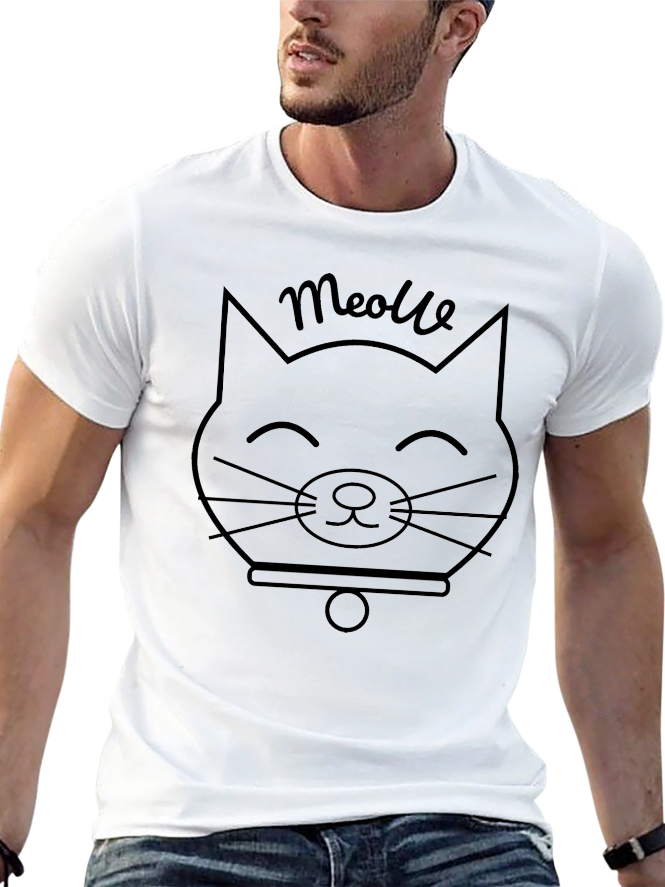 Meowlle Cat Graphic Tee - Black