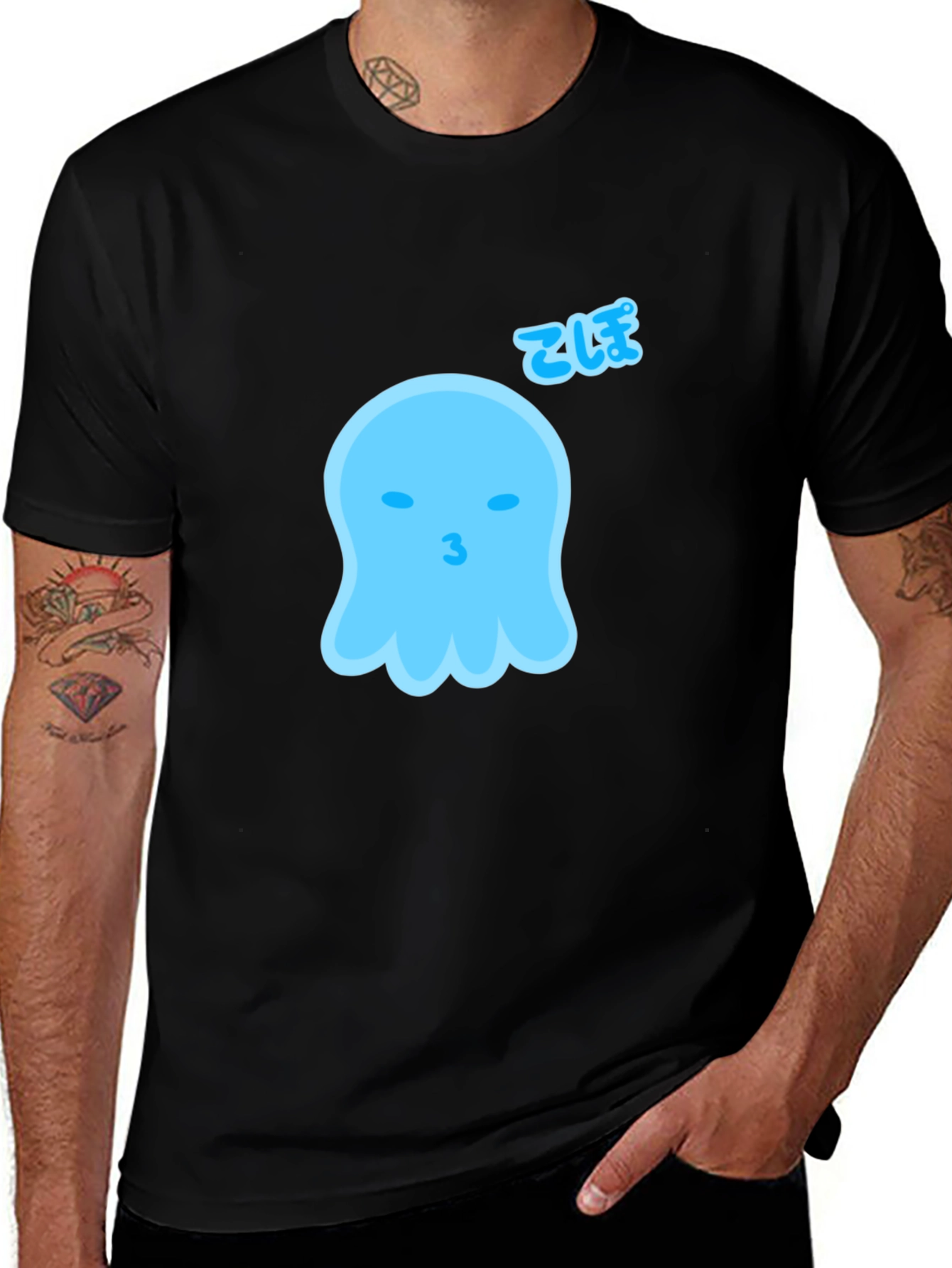 Cute Blue Ghost Graphic Tee - Soft Cotton Blend