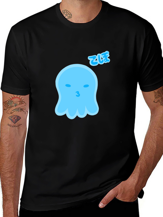 Cute Blue Ghost Graphic Tee - Soft Cotton Blend