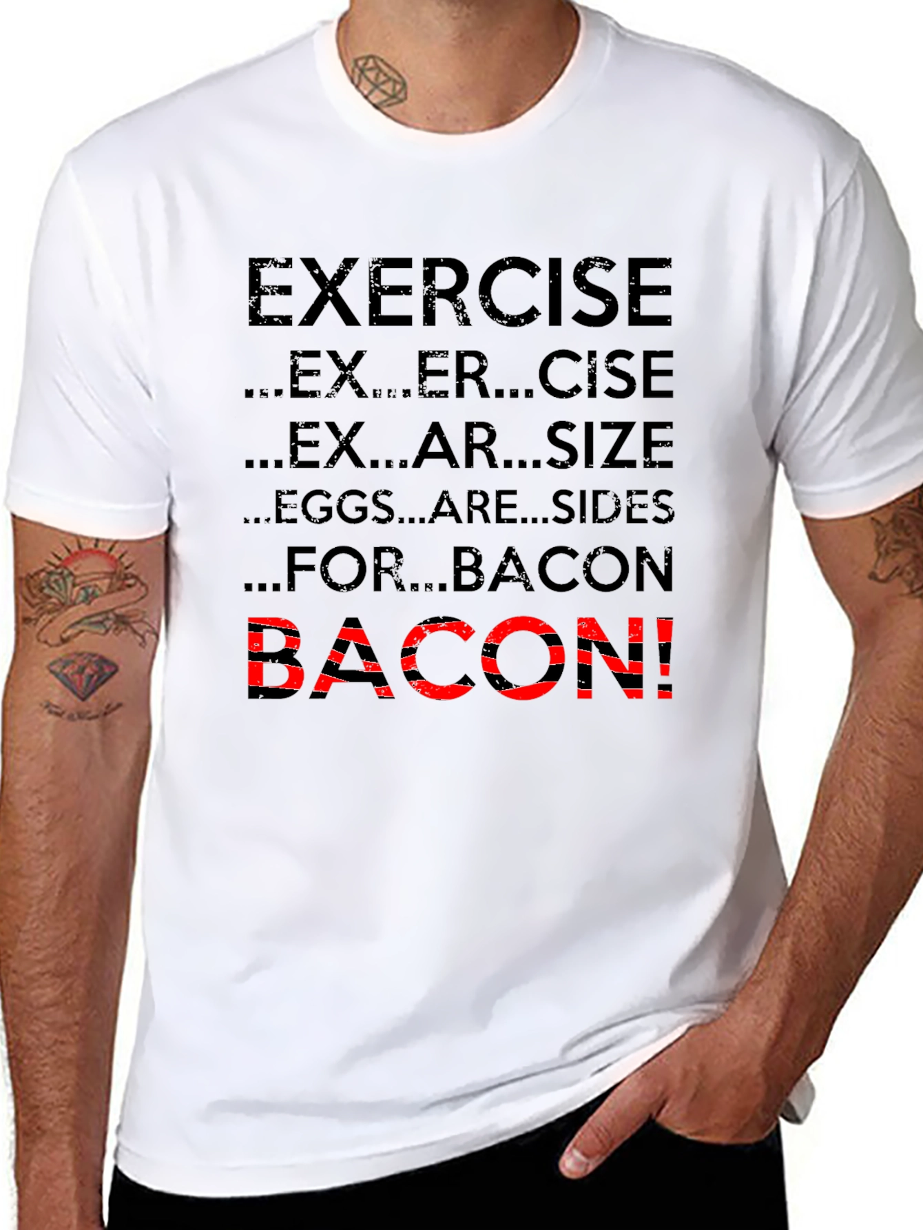 Bacon Exercise T-Shirt Funny Gym Tee