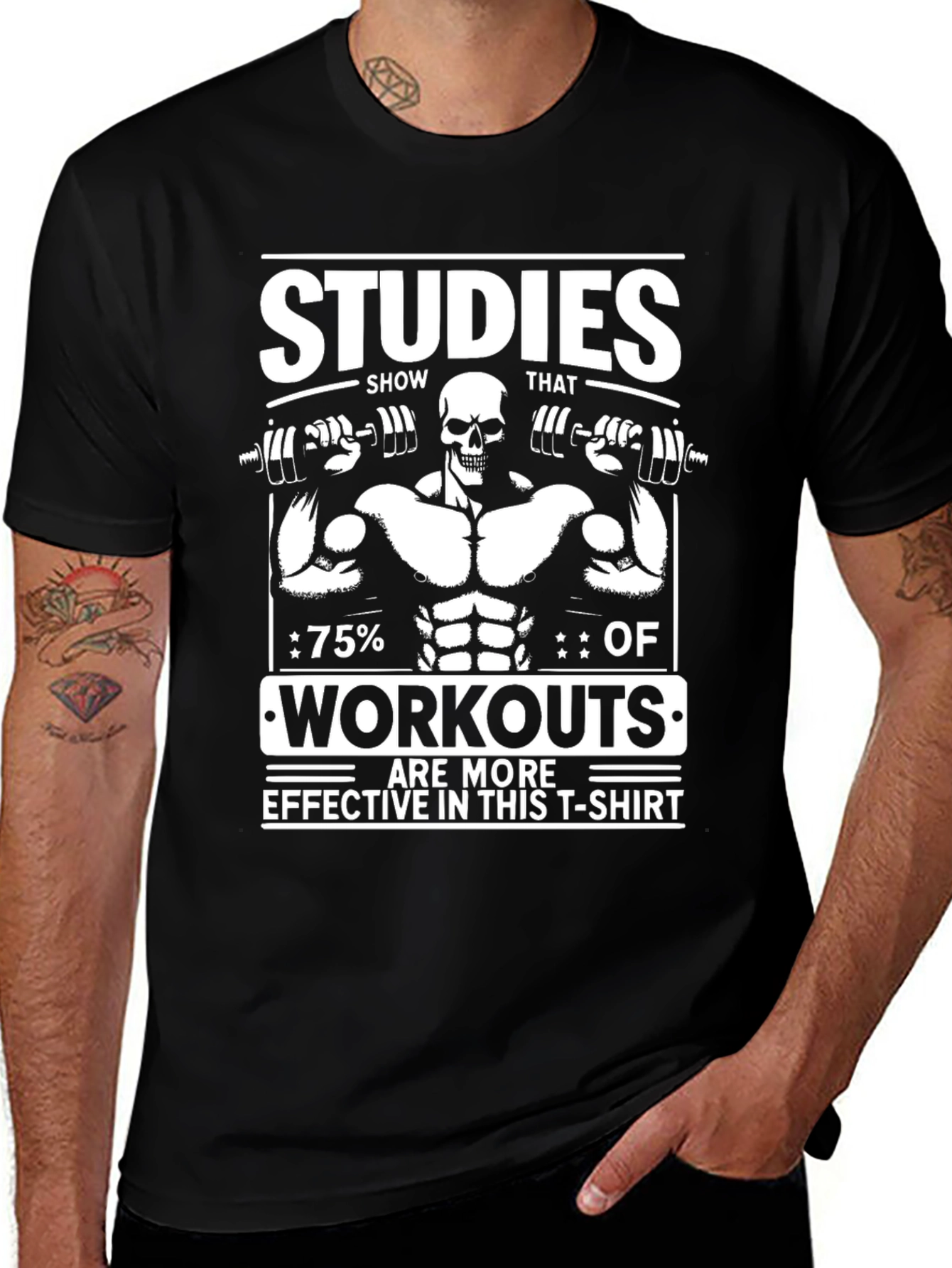 Workout Studies Skeleton Graphic T-Shirt