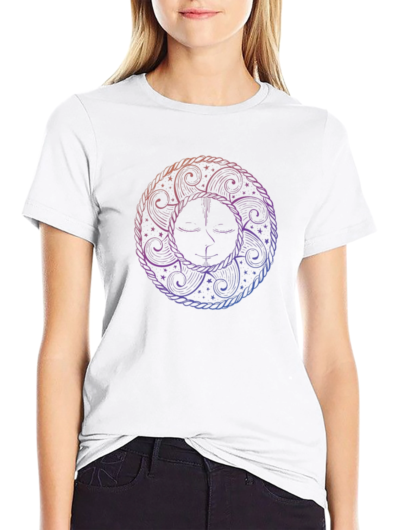 Celestial Sun Graphic Tee - Artistic Black T-Shirt