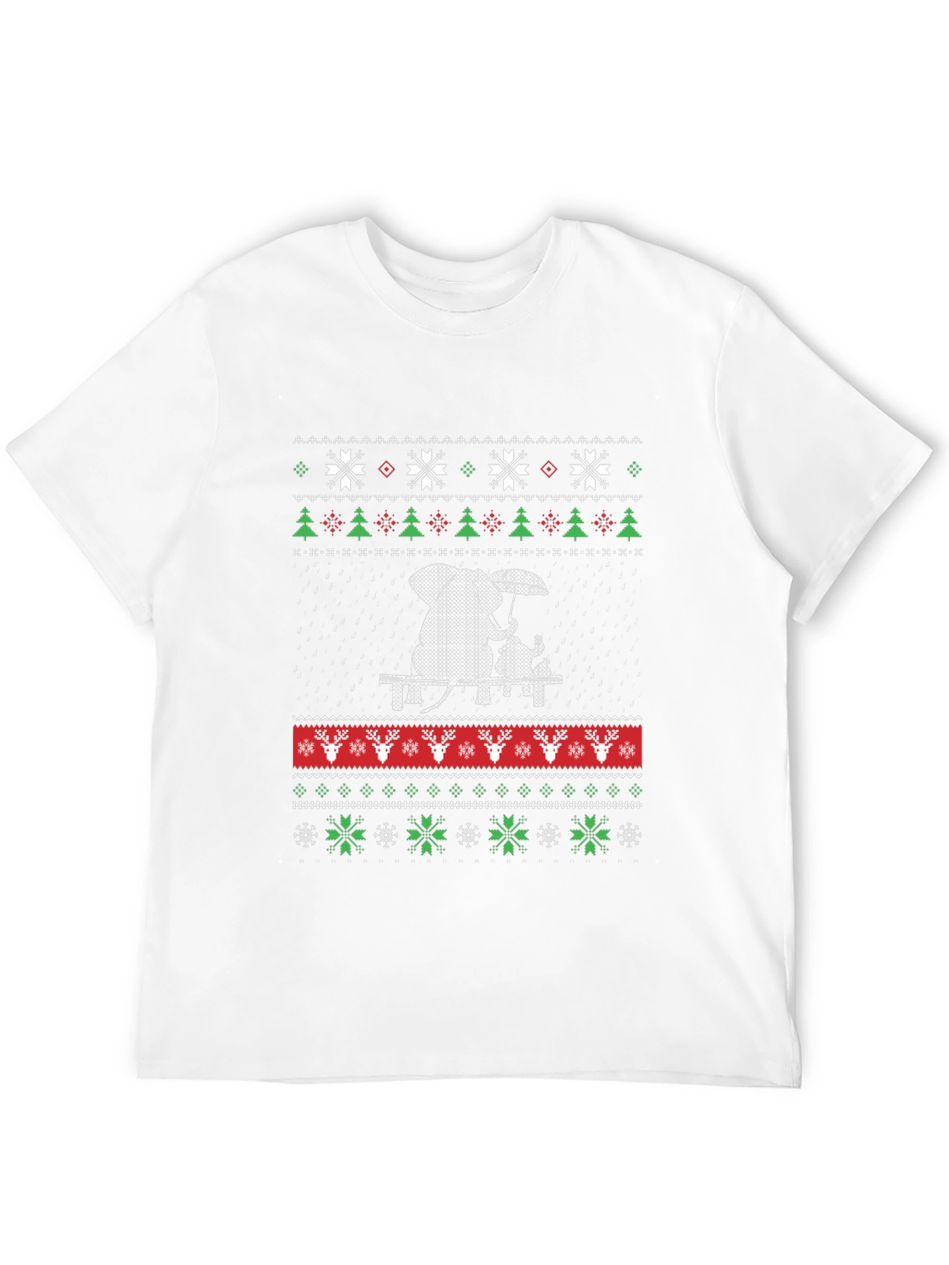 Whimsical Elephant & Cat Ugly Christmas T-Shirt