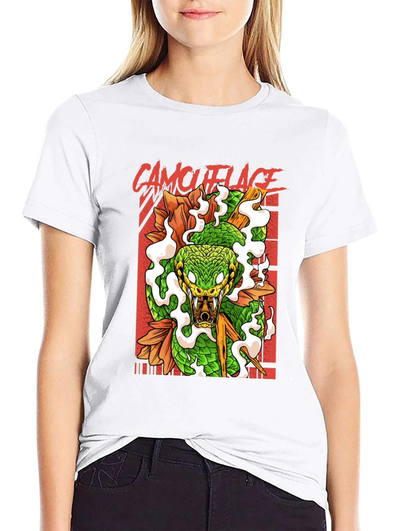 Mens Camouflage Snake Graphic Tee