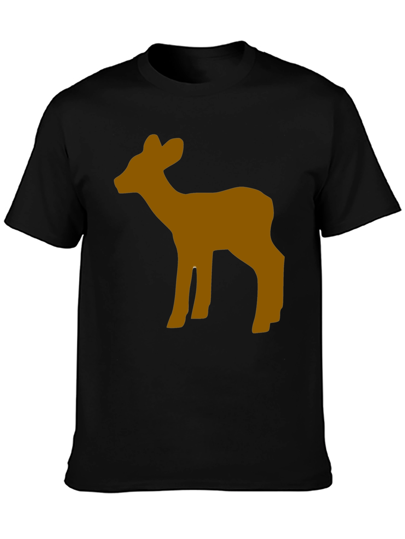 Deer Graphic Tee - Casual Black Cotton T-Shirt