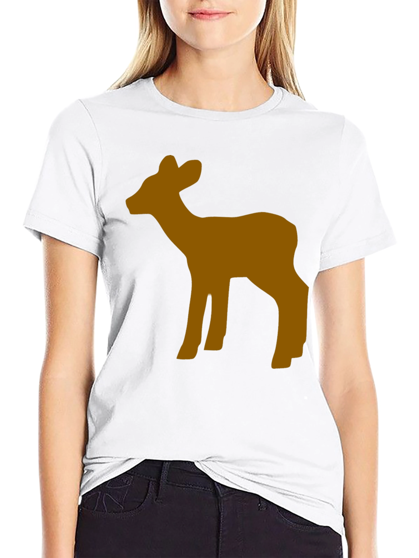 Deer Graphic Tee - Casual Black Cotton T-Shirt