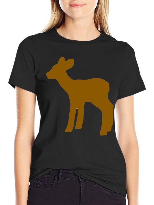 Deer Graphic Tee - Casual Black Cotton T-Shirt