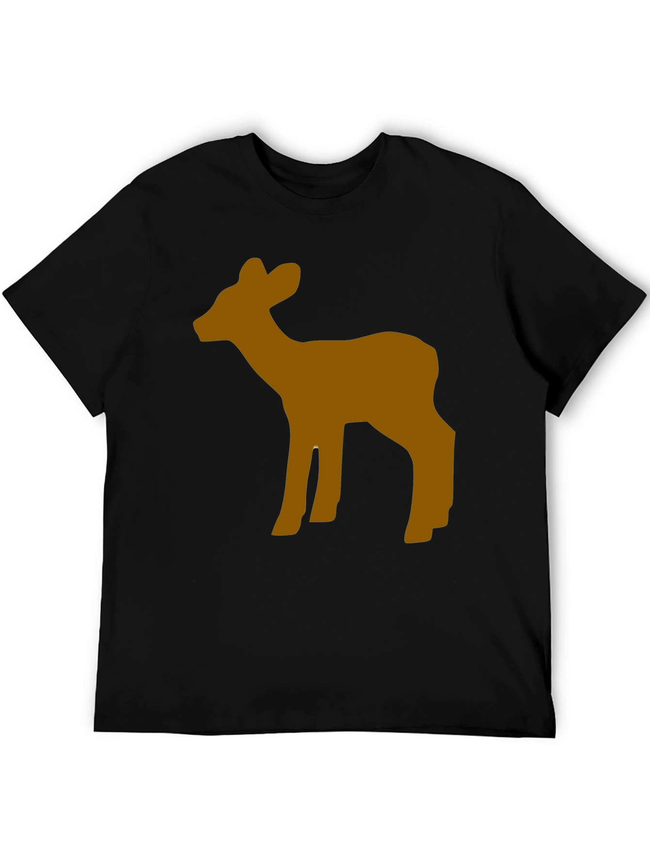 Deer Graphic Tee - Casual Black Cotton T-Shirt