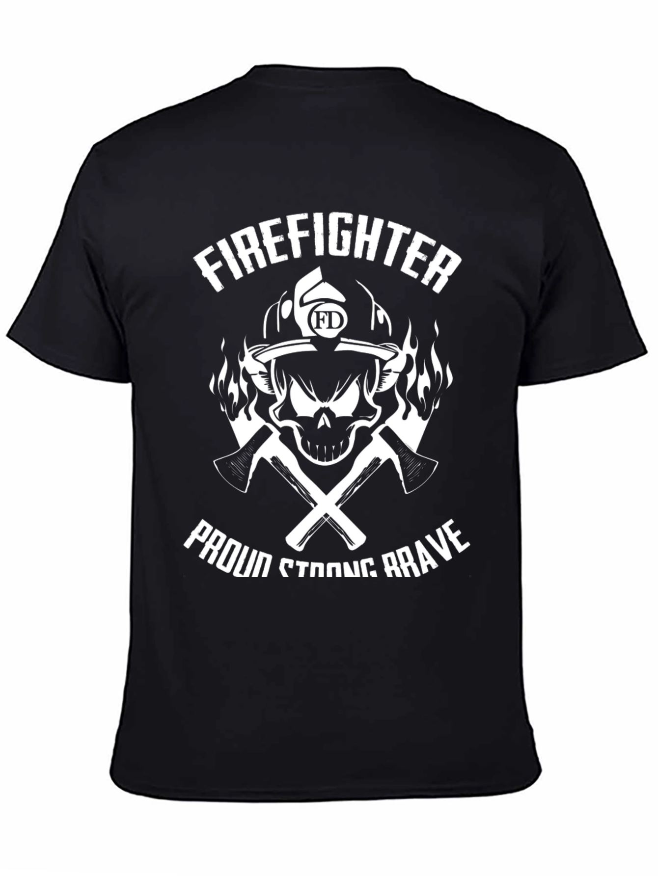 Firefighter Skull Graphic T-Shirt - Proud Strong Brave